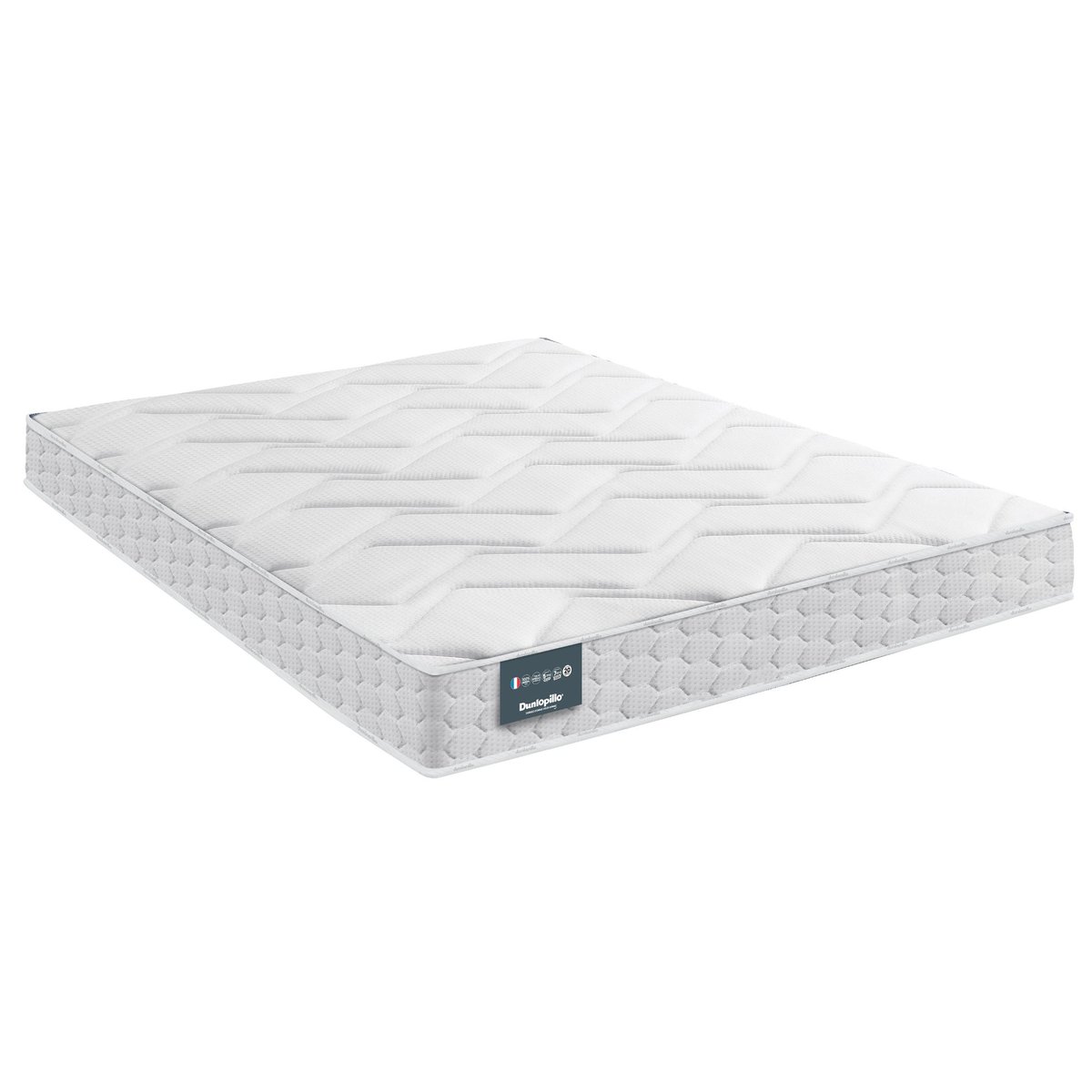 Matelas Aérial® 20cm, sommier pieds JONQUILLE blanc, DUNLOPILLO