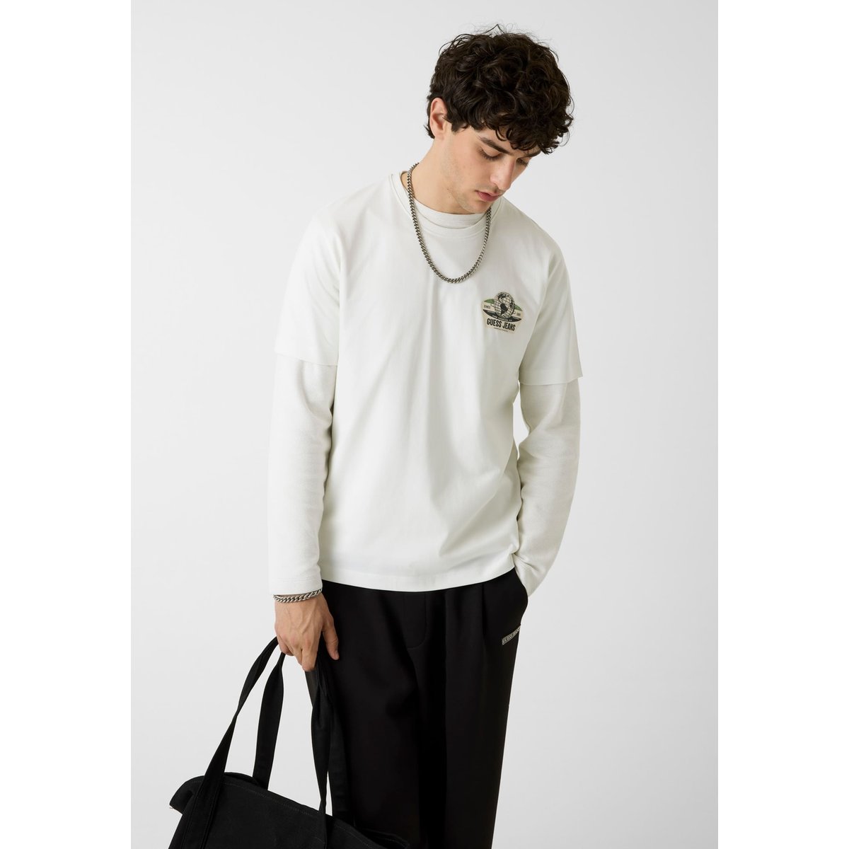 T-Shirt Avec Logo Imprimé blanc, GUESS