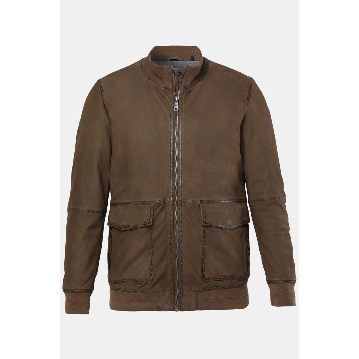 Blouson en cuir suédé d'agneau marron, JP1880