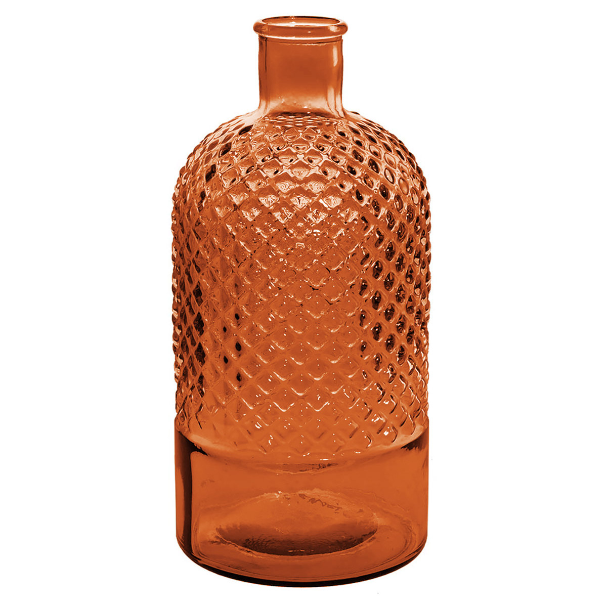 Vase bouteille en verre recyclé h 28 cm DIAMOND brique, SENSEI MAISON