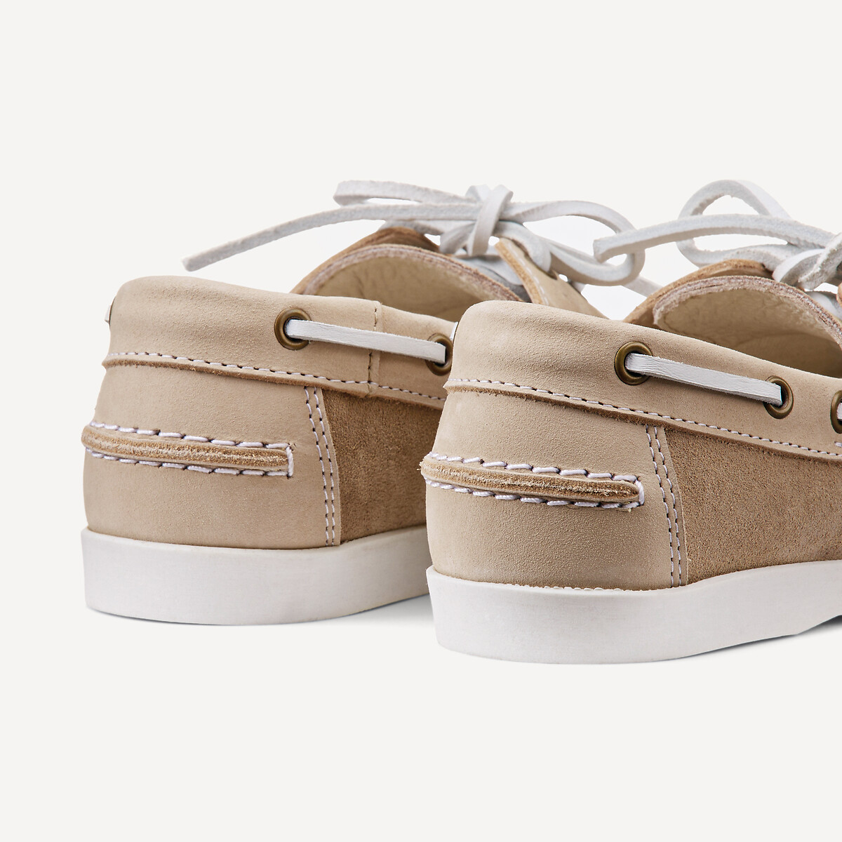 Kids Lace-Up Boat Loafers in Leather beige, LA REDOUTE COLLECTIONS