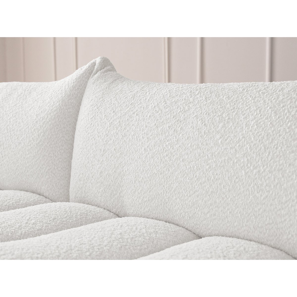 Canapé modulable 4 places en tissu bouclette, AZRA blanc, BOBOCHIC