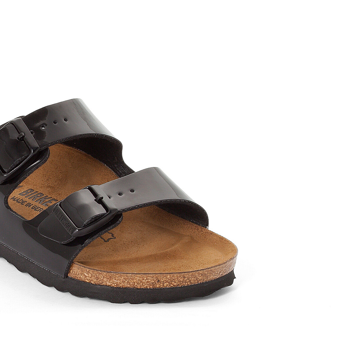 Mules double bride ARIZONA noir verni, BIRKENSTOCK
