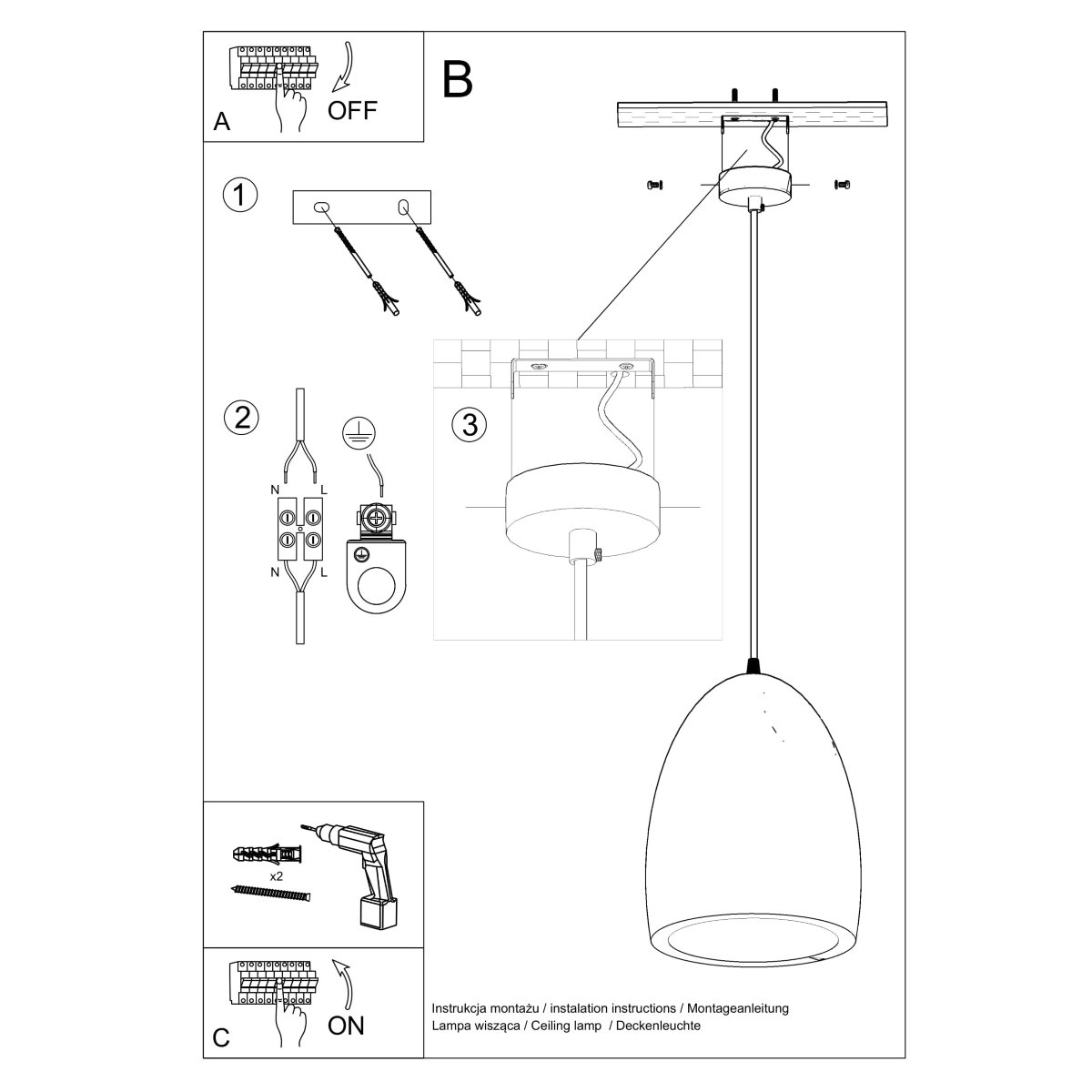 Suspension Céramique Blanc E27 1 Bukano blanc, EDEN