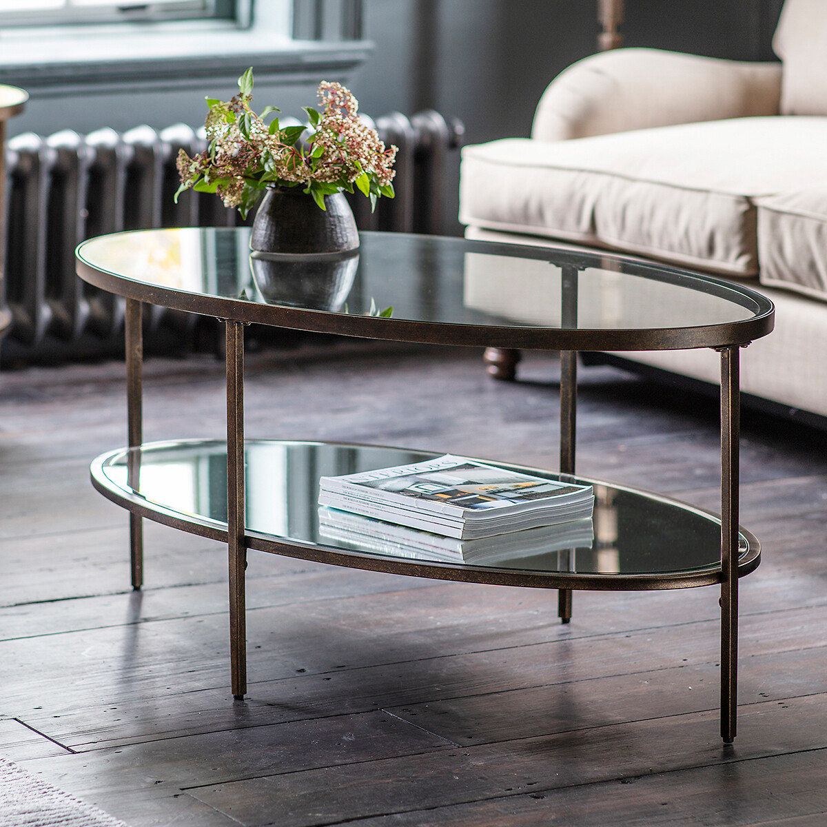 Hana Oval Glass Coffee Table bronze, ÉDITÉ