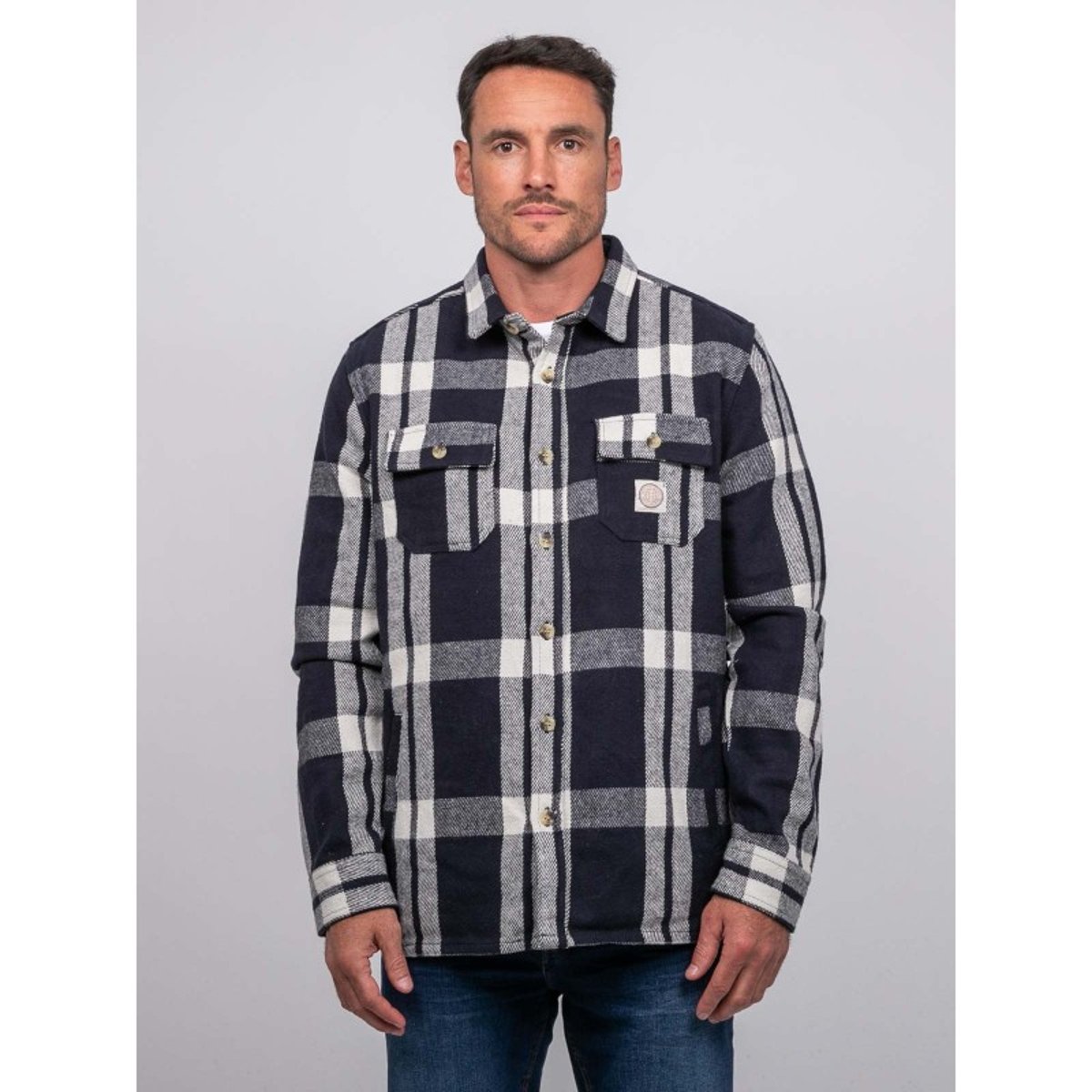 Surchemise Manches Longues Carreaux Zopper bleu marine, RITCHIE