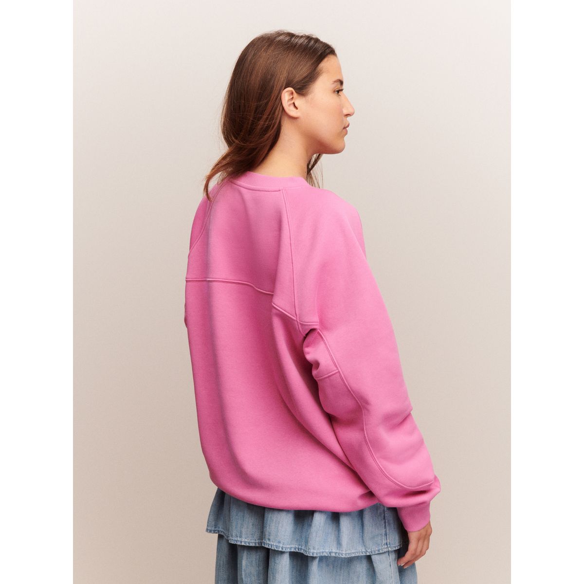 Sweat oversize long décontracté tissu épais rose, NEXT