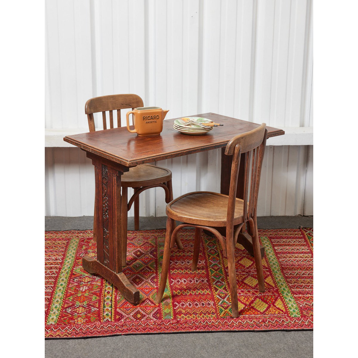Table à manger bistro Art déco Denise N°1188 - Bon état bois foncé, DEBONGOUT