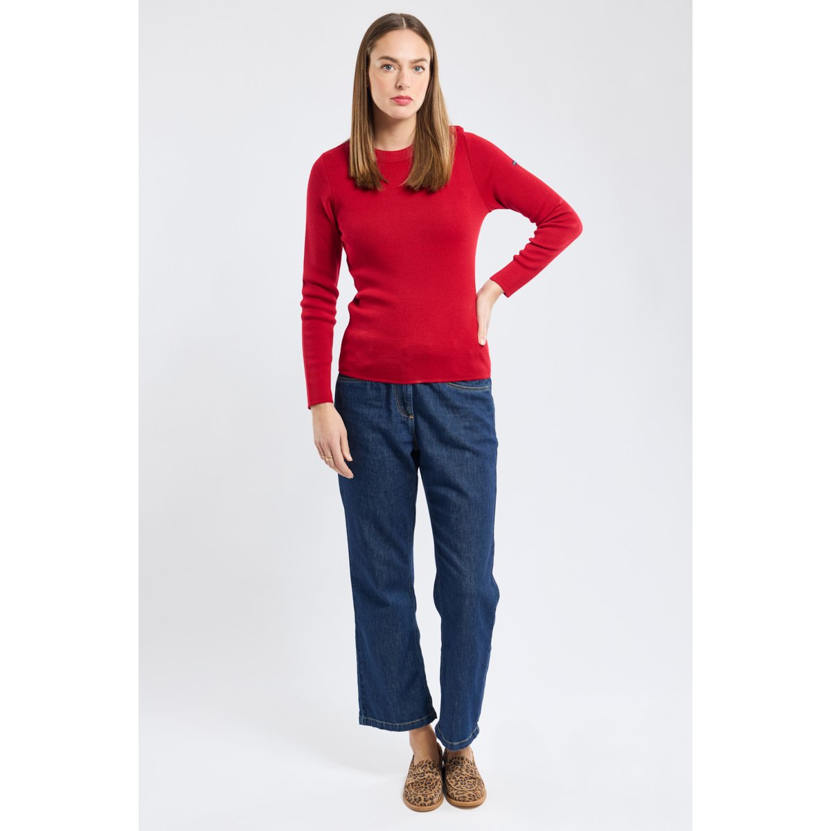 Pull marin en laine et acrylique PAIMPOL braise, ARMOR-LUX