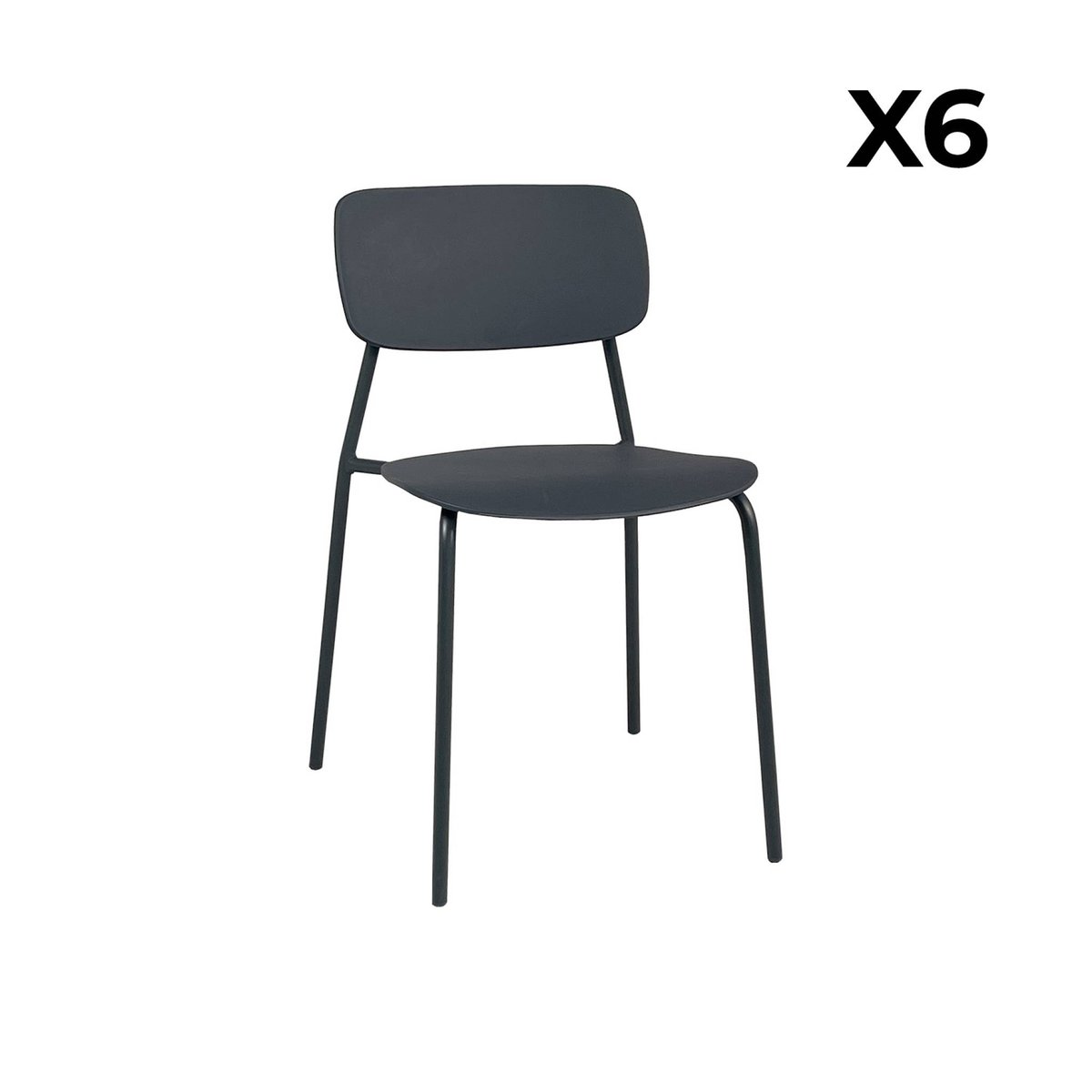 Table de jardin pliante métal + 6 assises AMÉLIA + LIVA anthracite, SWEEEK