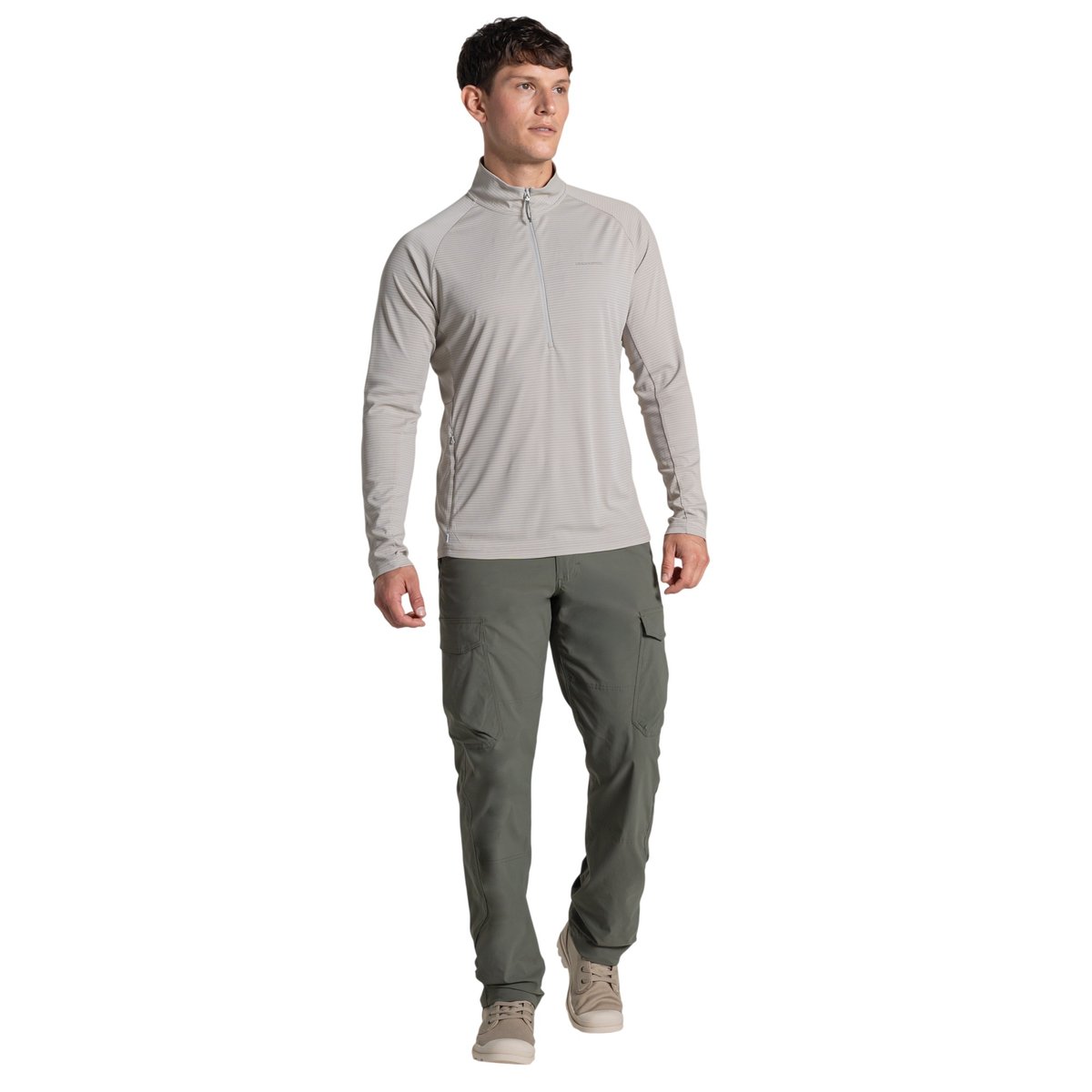 Sweat uni à col montant zippé beige, CRAGHOPPERS