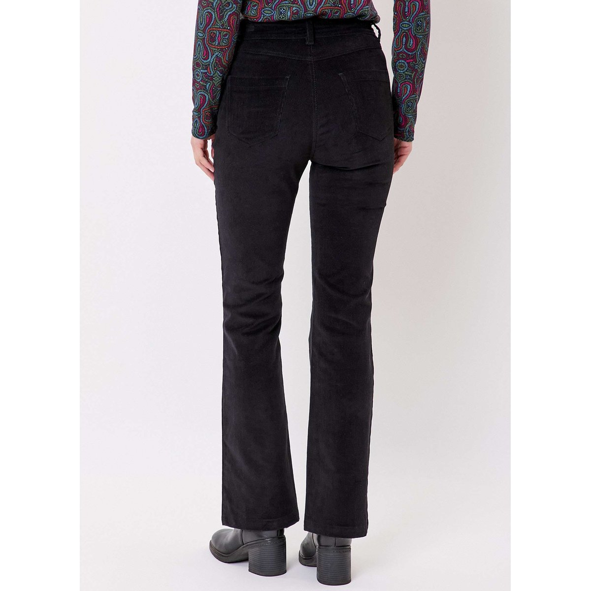 Pantalon flare velours côtelé bio LULU noir lulu, PRINCESSE NOMADE