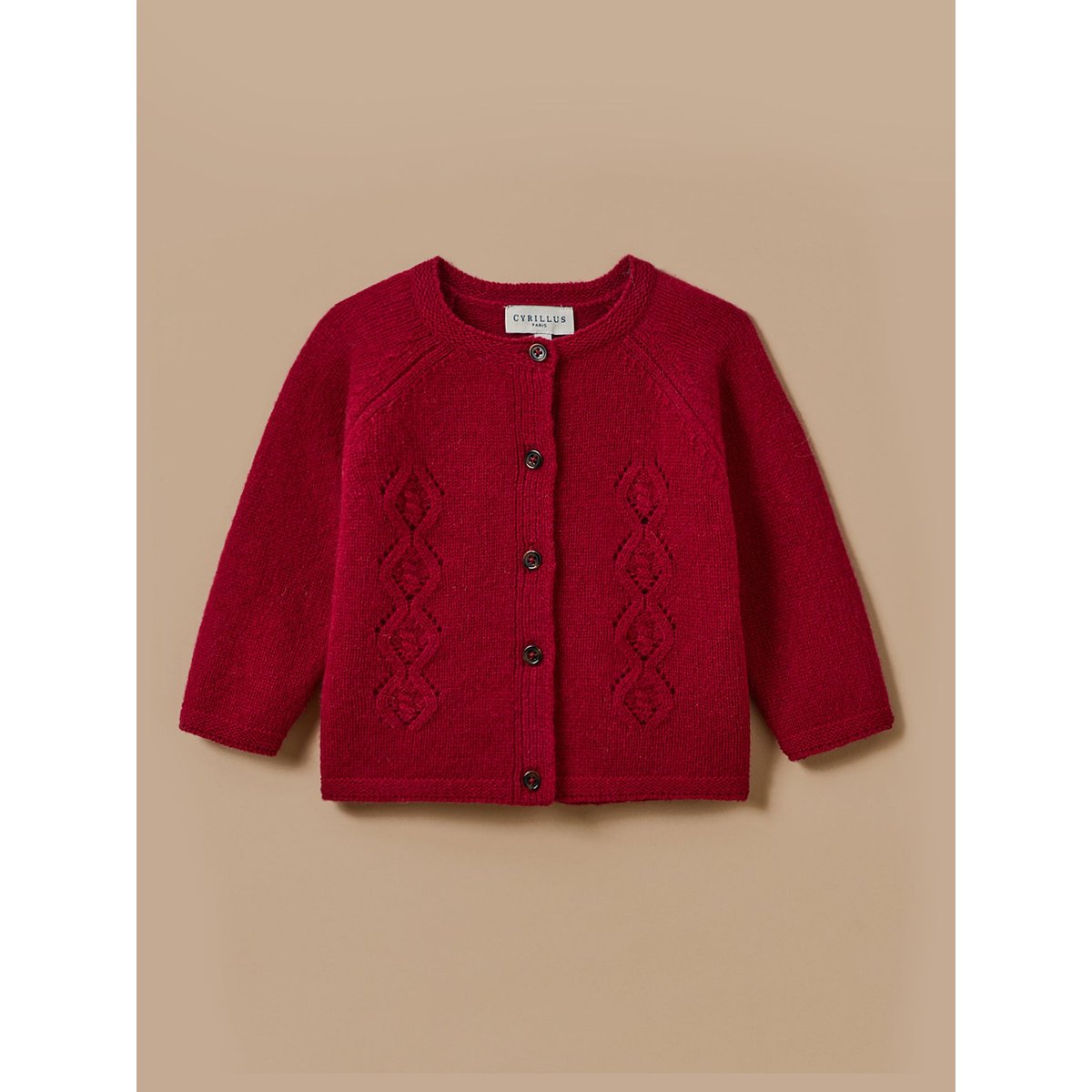 Cardigan en laine mérinos framboise, CYRILLUS