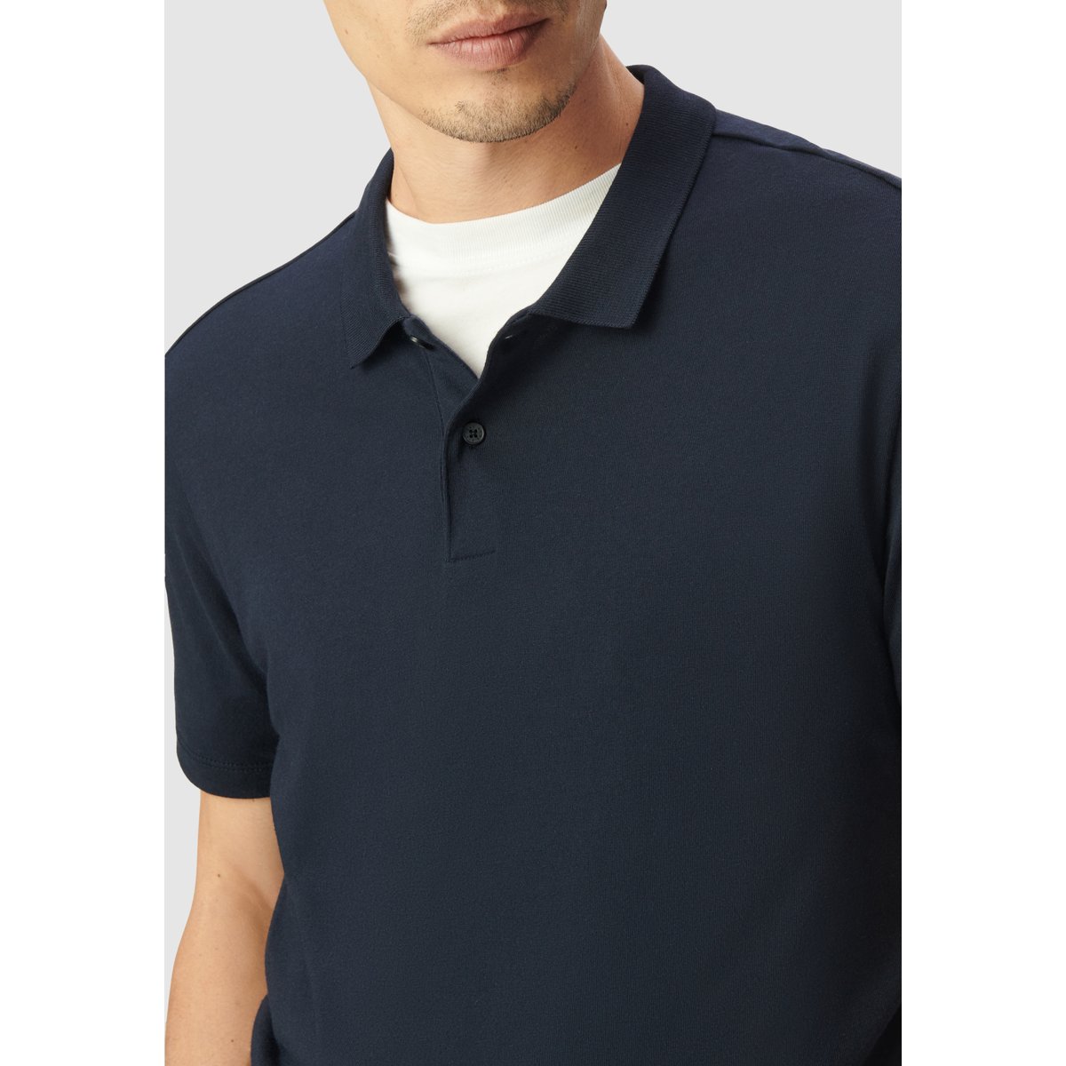 Polo en coton modal bleu marine, IKKS