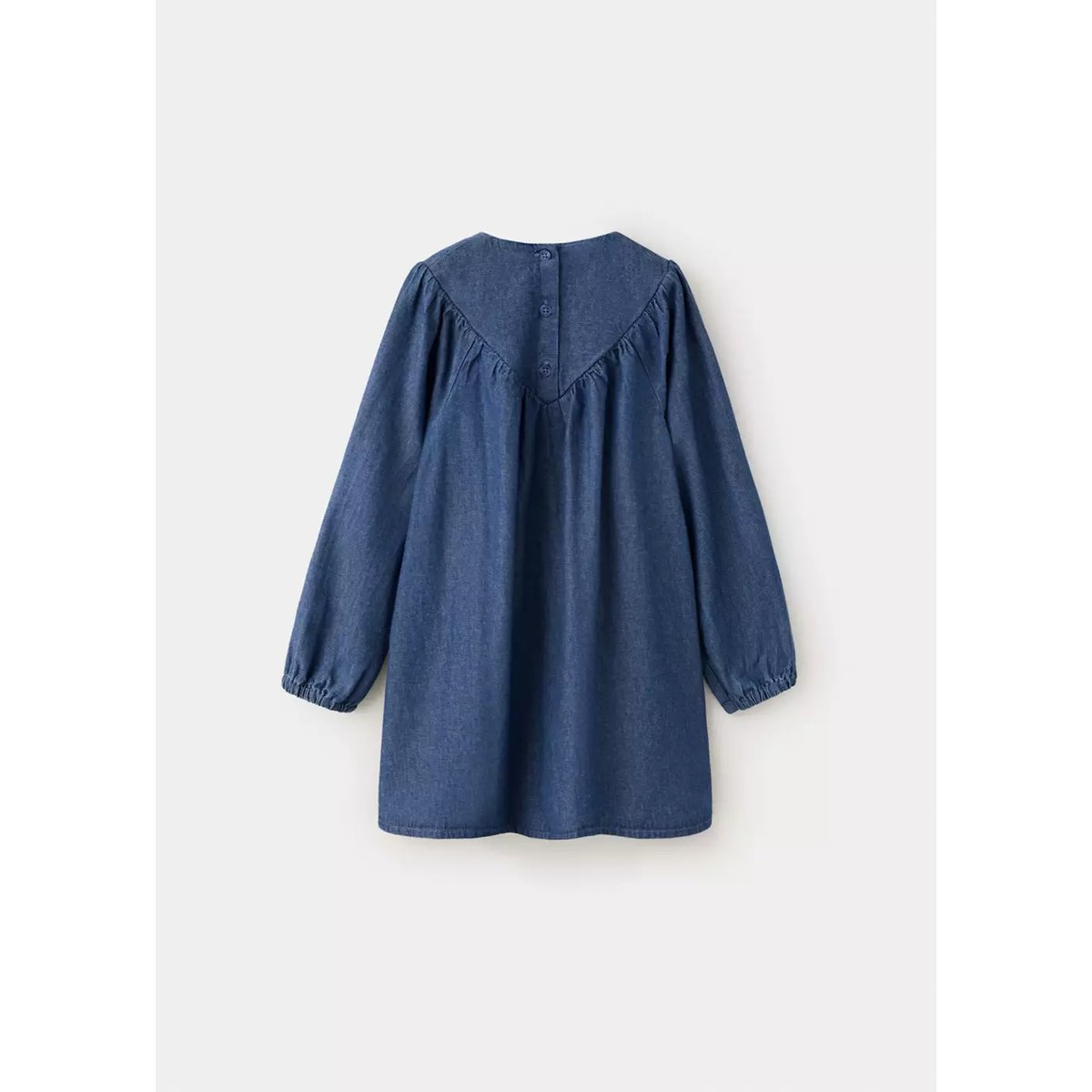 Robe en denim froncée bleu moyen, MANGO BABY