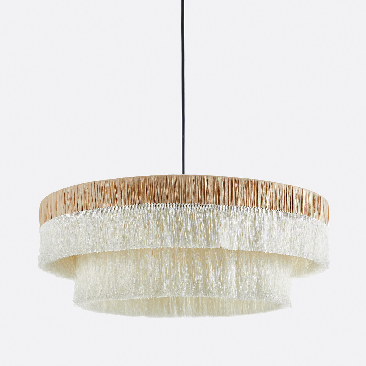 Suspension frangée en raphia Ø50 cm, Kavi naturel/crème, LA REDOUTE INTERIEURS