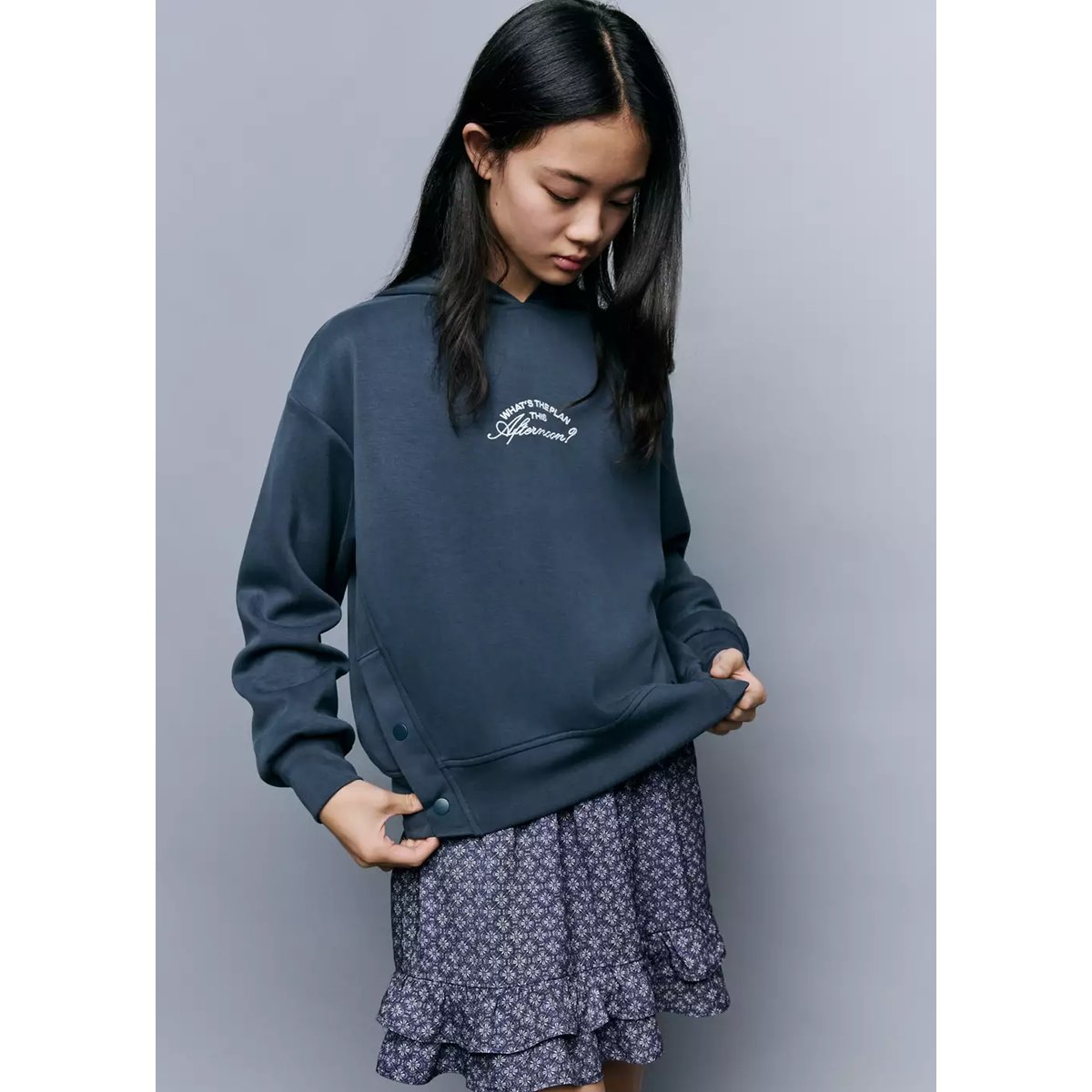 Sweat à capuche avec fentes bleu marine, MANGO KIDS