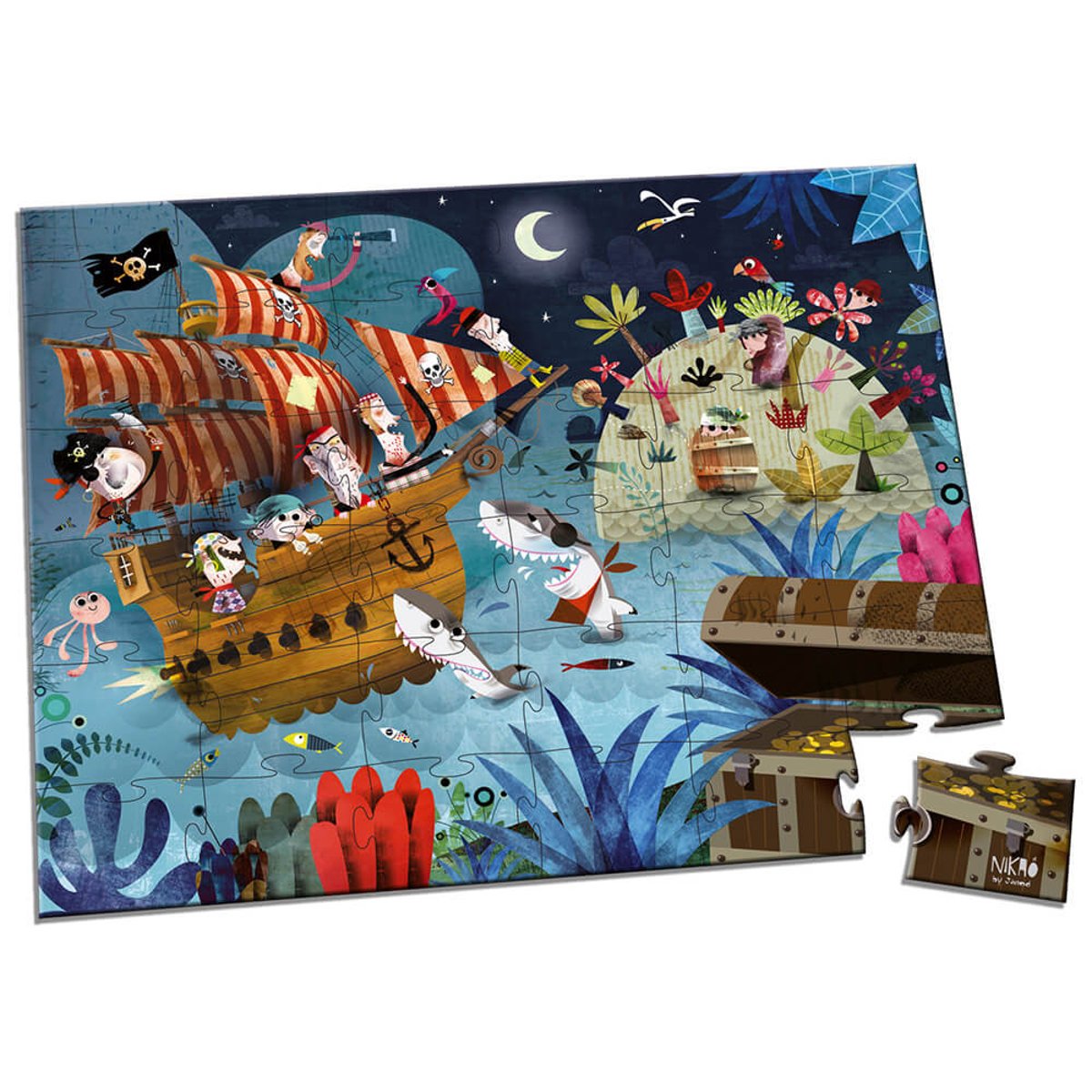 Puzzle Chasse au trésor 36 pcs marron, JANOD