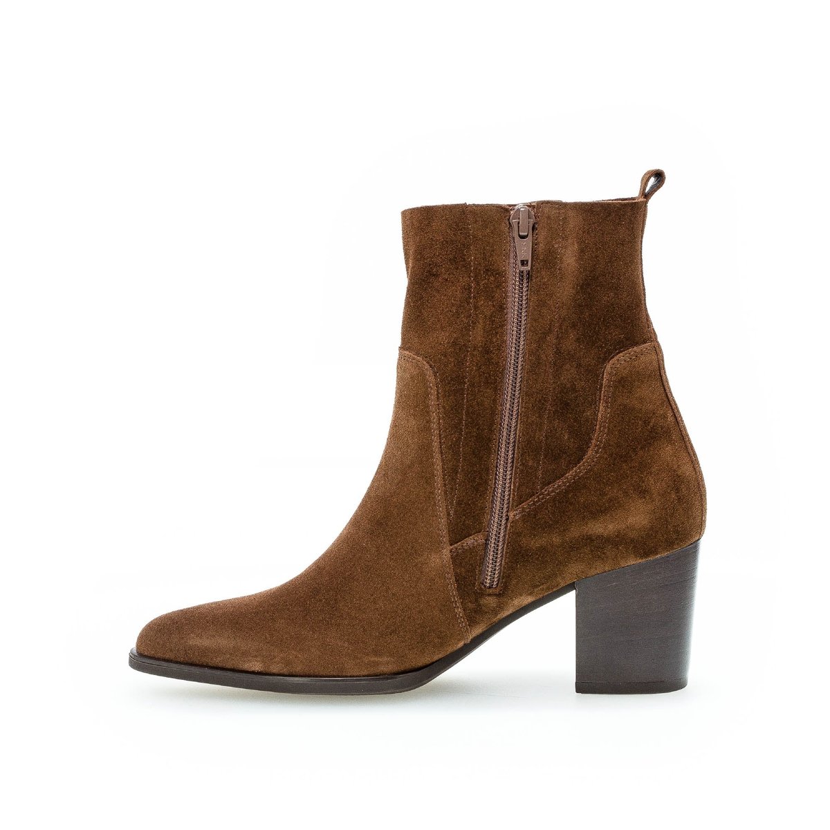 Bottines en velours à talon bloc marron velours, GABOR