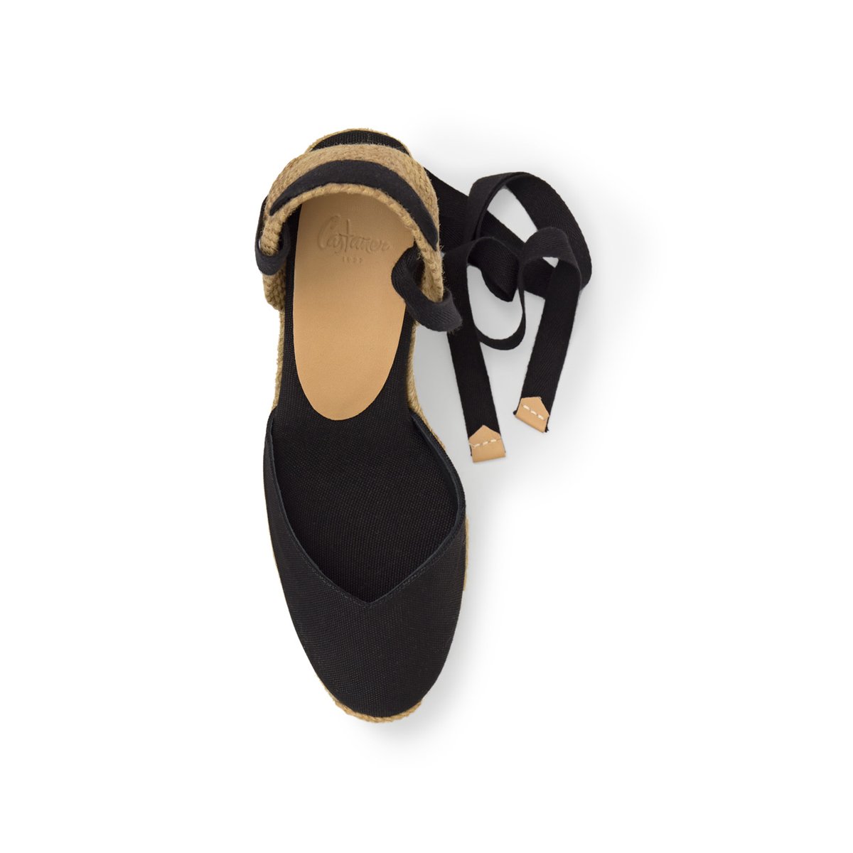 Espadrilles compensées en jute tressée à découpe en V CHIARA PLATFORM noir, CASTANER
