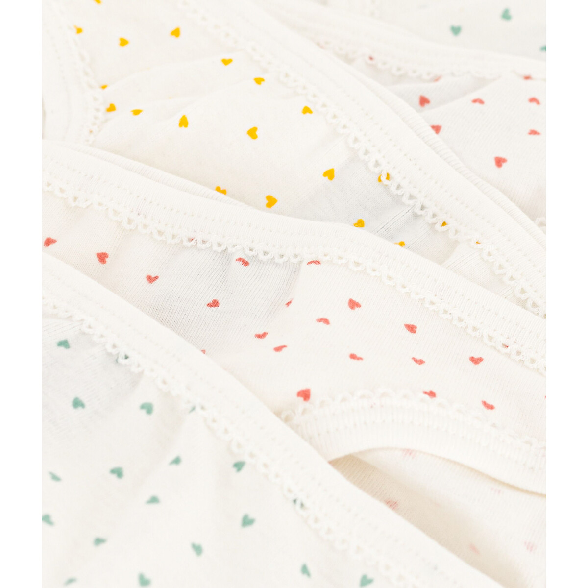 Lot de 5 culottes imprimées coeurs blanc, PETIT BATEAU
