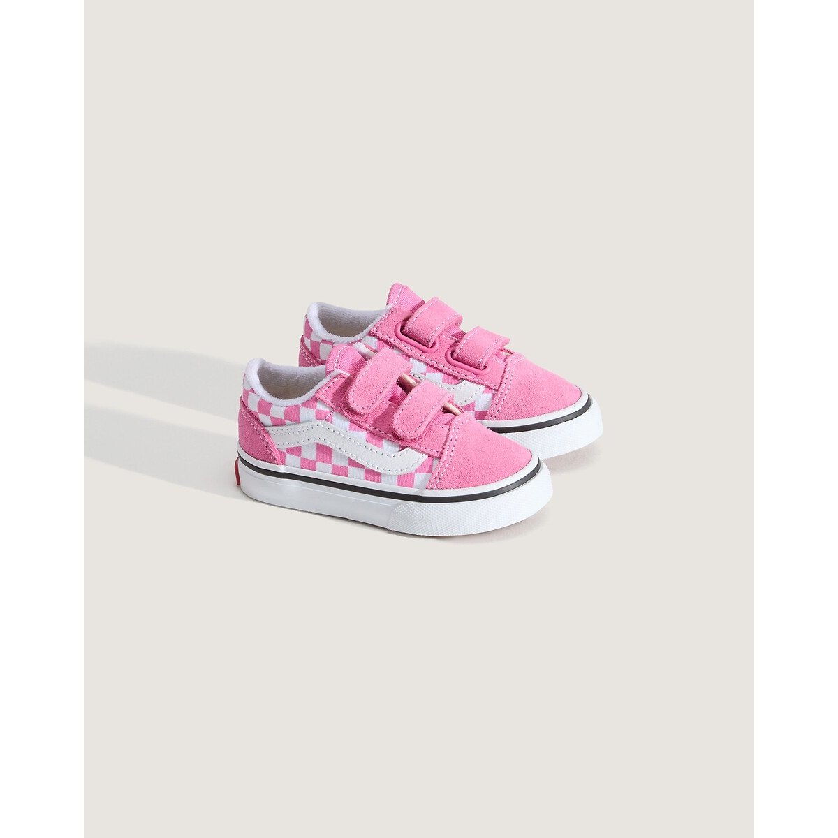 Baskets à scratchs OLD SKOOL V rose/blanc, VANS