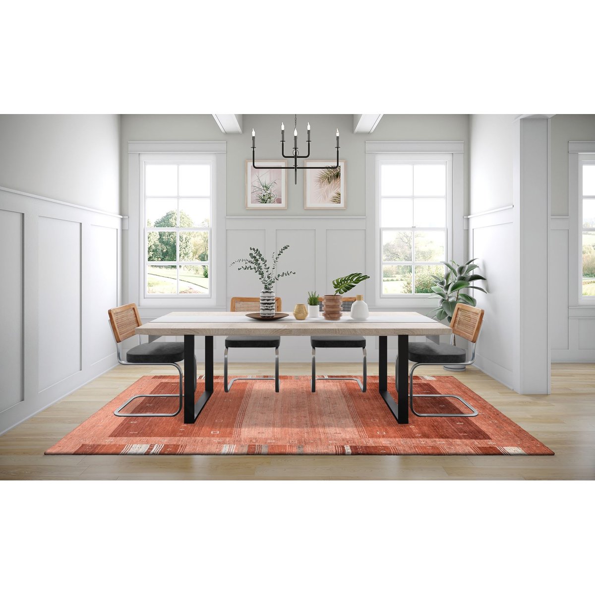 Tapis tissé main en laine et viscose style Gabbeh - Warsaw terra multi, THEKO