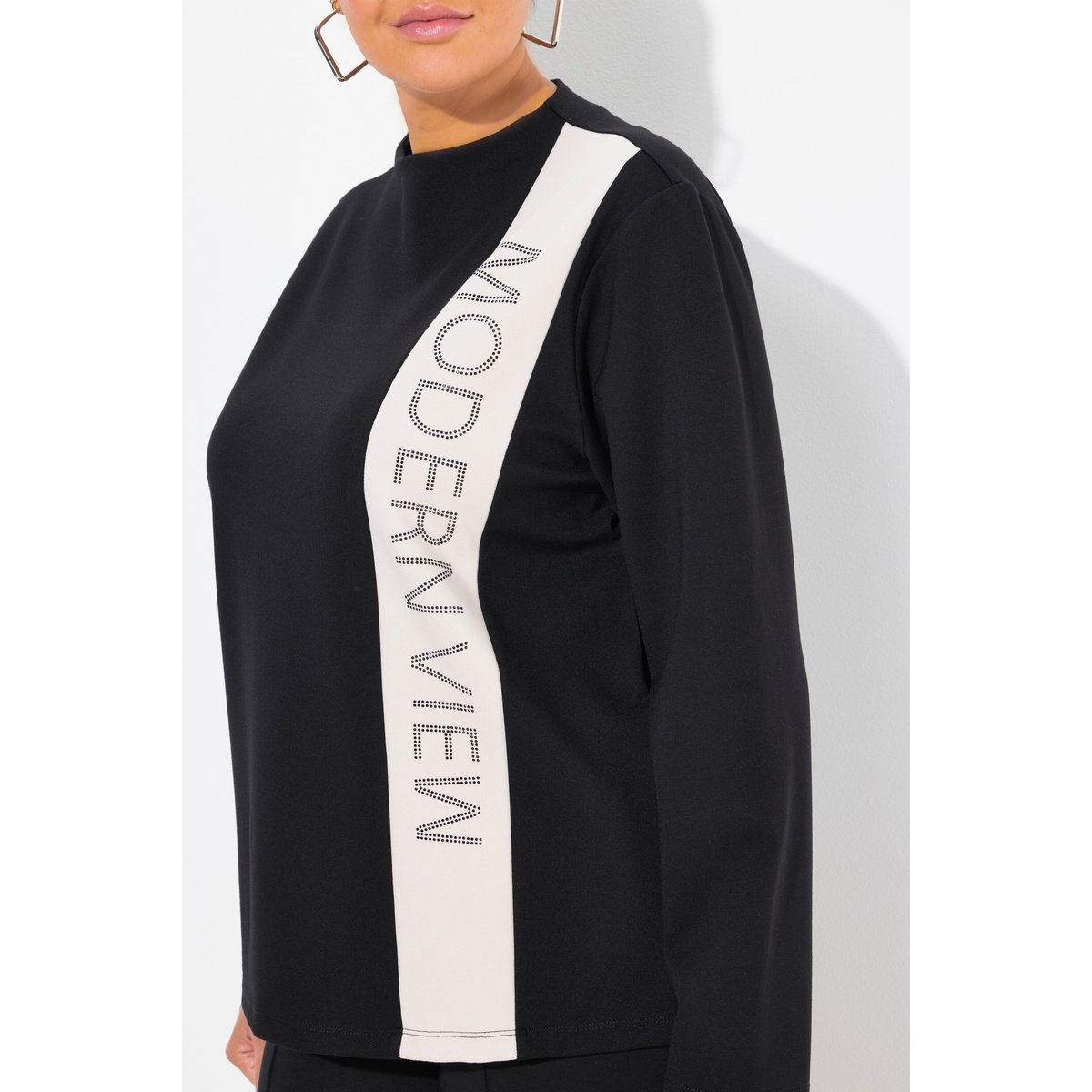 Sweat-shirt à manches longues et col montant noir, ULLA POPKEN
