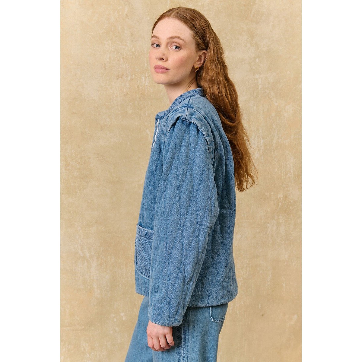 Geborduurd denim jasje met ronde hals, HORICIA stoned blue, LOUISE MISHA