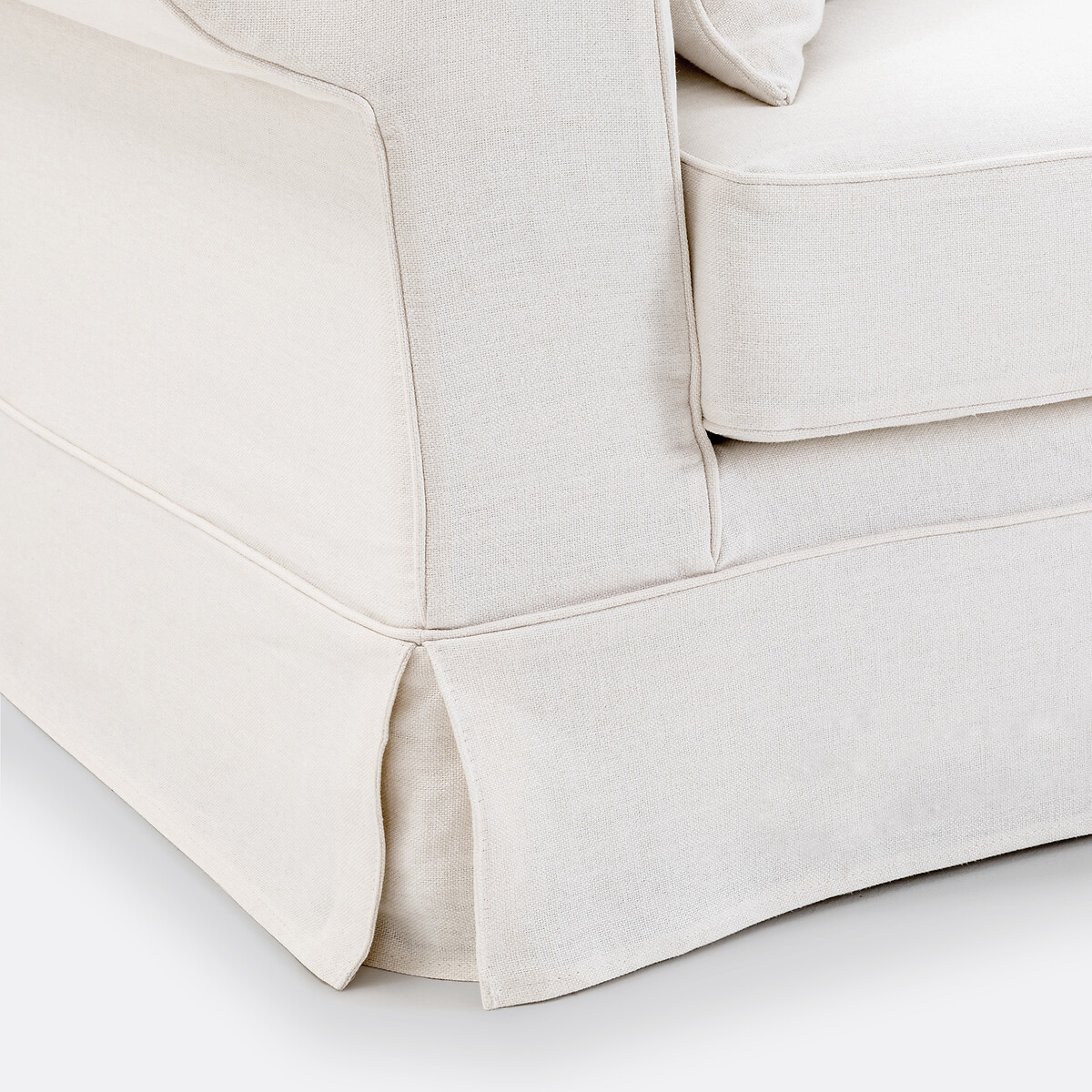 Adelia Heavyweight Linen 2- or 3-Seater Straight Loose Cover Sofa Bed white, LA REDOUTE INTERIEURS