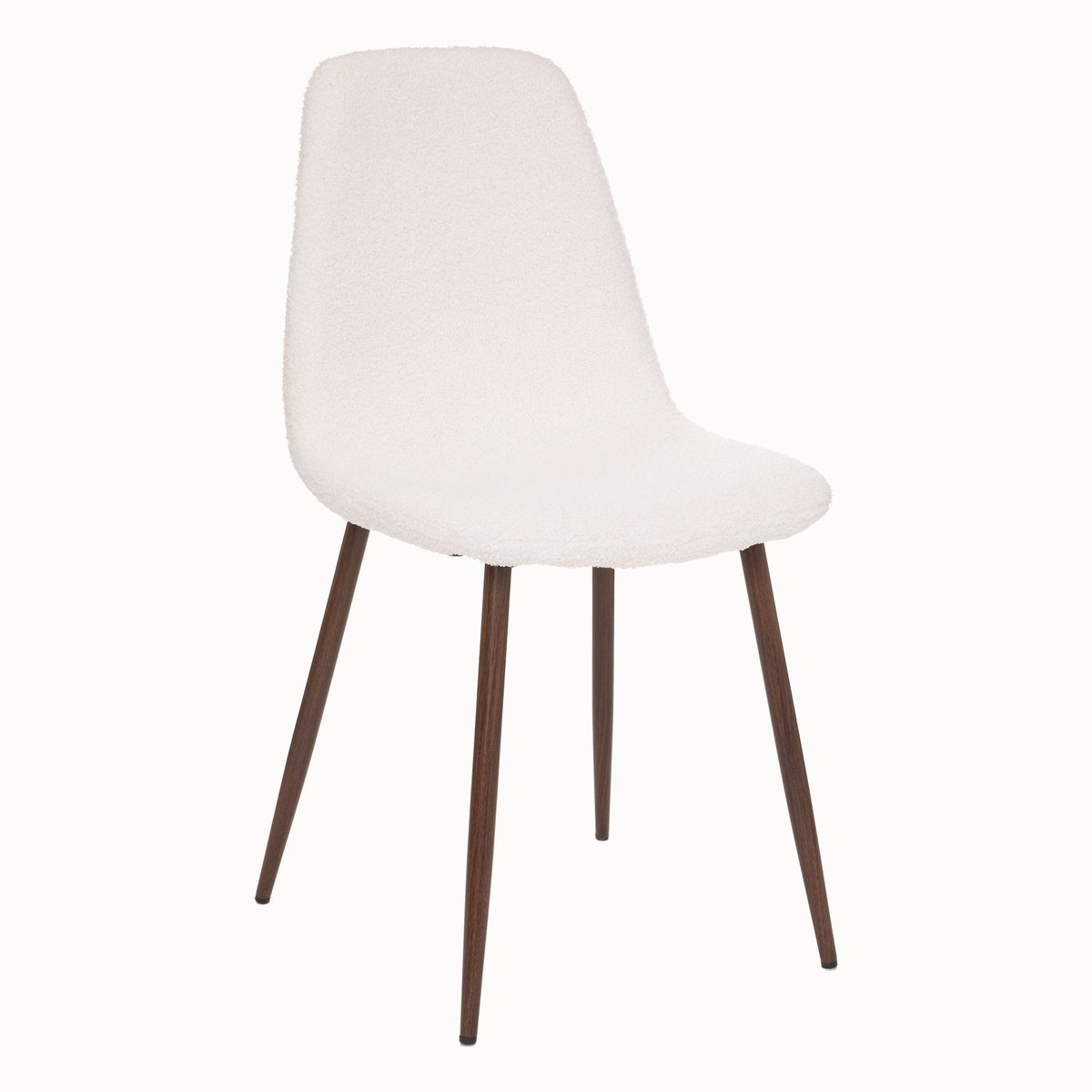 Lot de 4 chaises effet bouclette avec pieds en fer ROKA blanc, TOILINUX