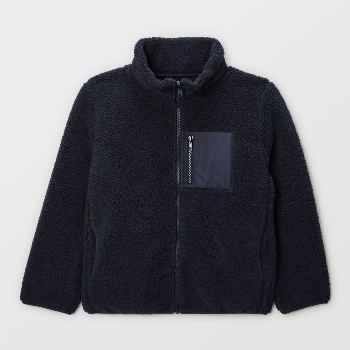 Veste en sherpa avec poche poitrine marine, MONOPRIX