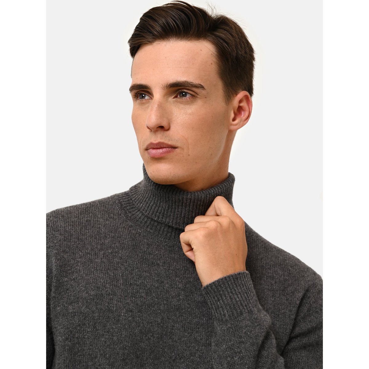 Pull Col Roulé 4 Fils Anthracite Chiné Sacha gris anthracite chiné, JUST CASHMERE