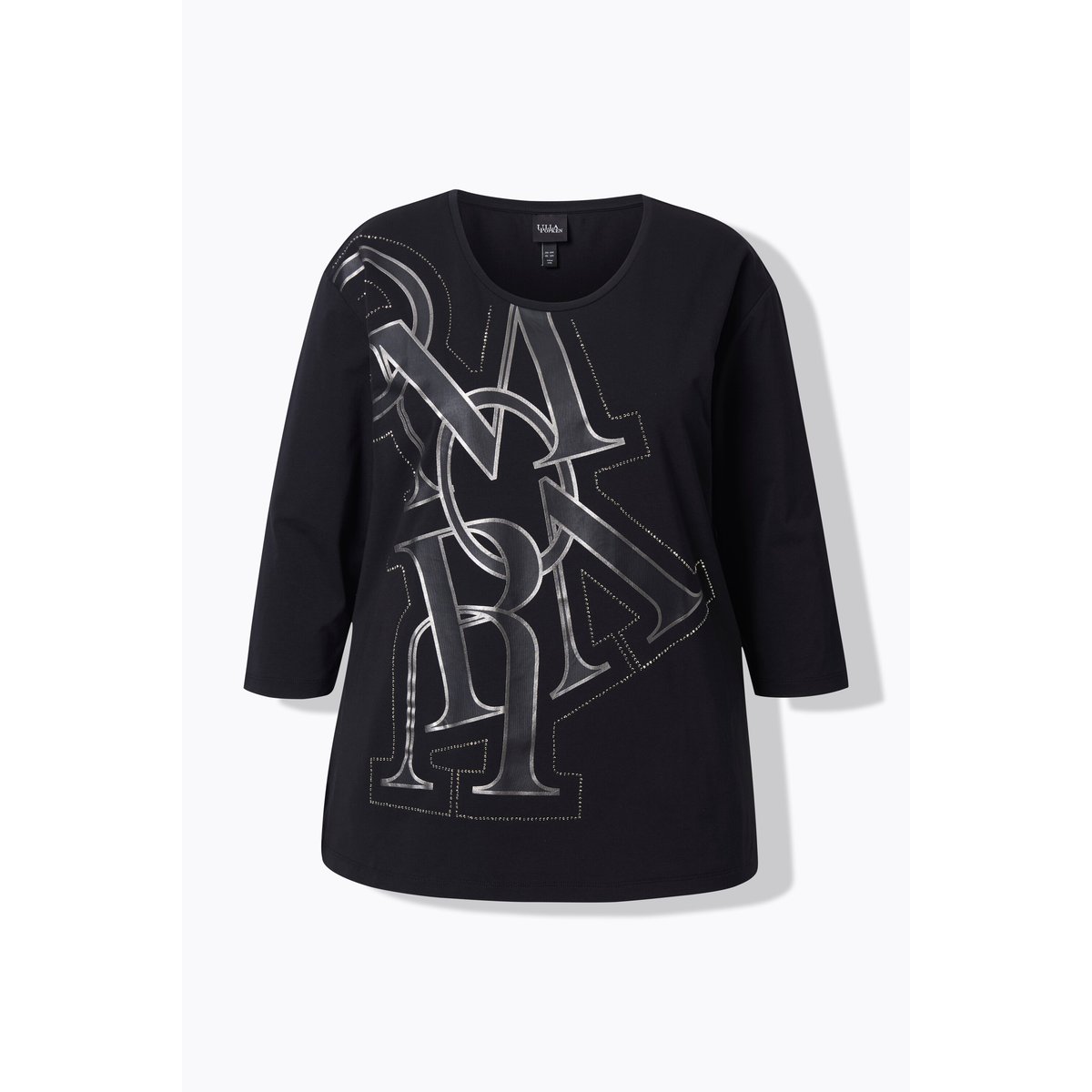 T-shirt oversize à col rond et manches 3/4 noir, ULLA POPKEN