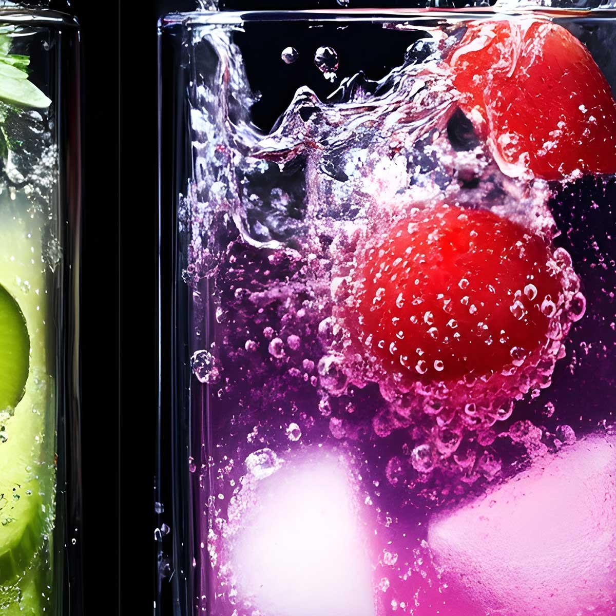Tableau trio de verres fruitifiés toile imprimée, HEXOA