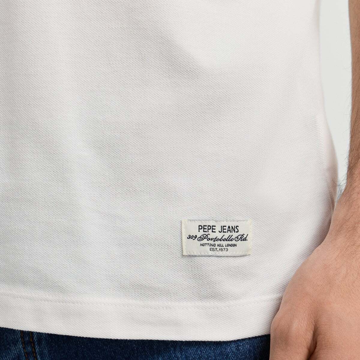 Polo Coupe Regular En Piqué blanc cassé, PEPE JEANS