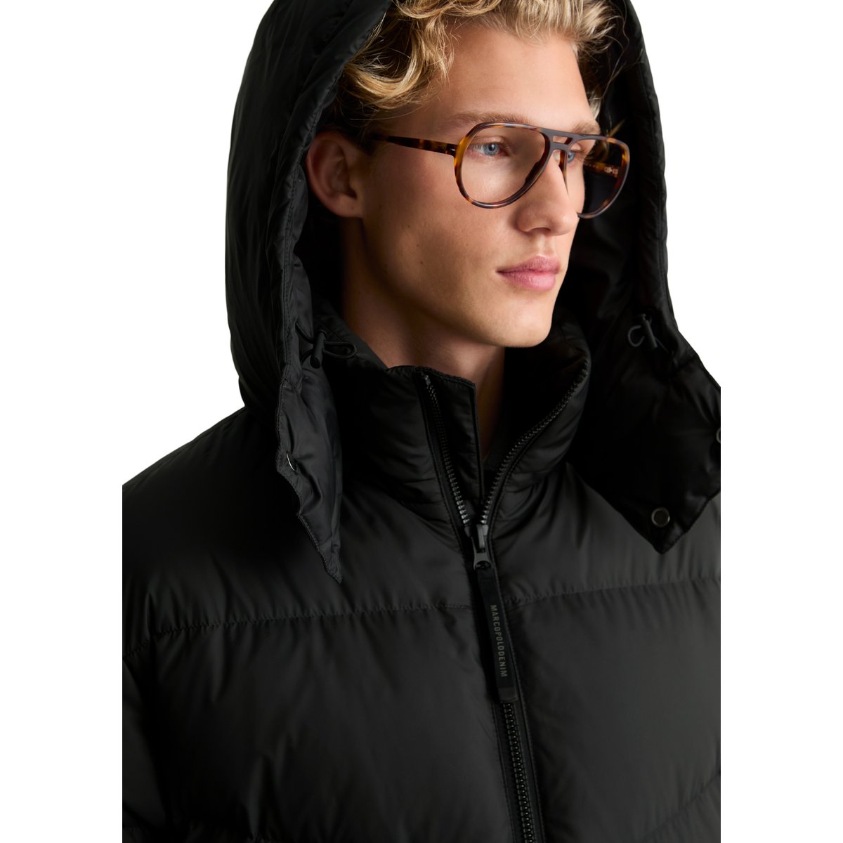 Doudoune coupe classique avec capuche amovible noir, MARC O’POLO DENIM
