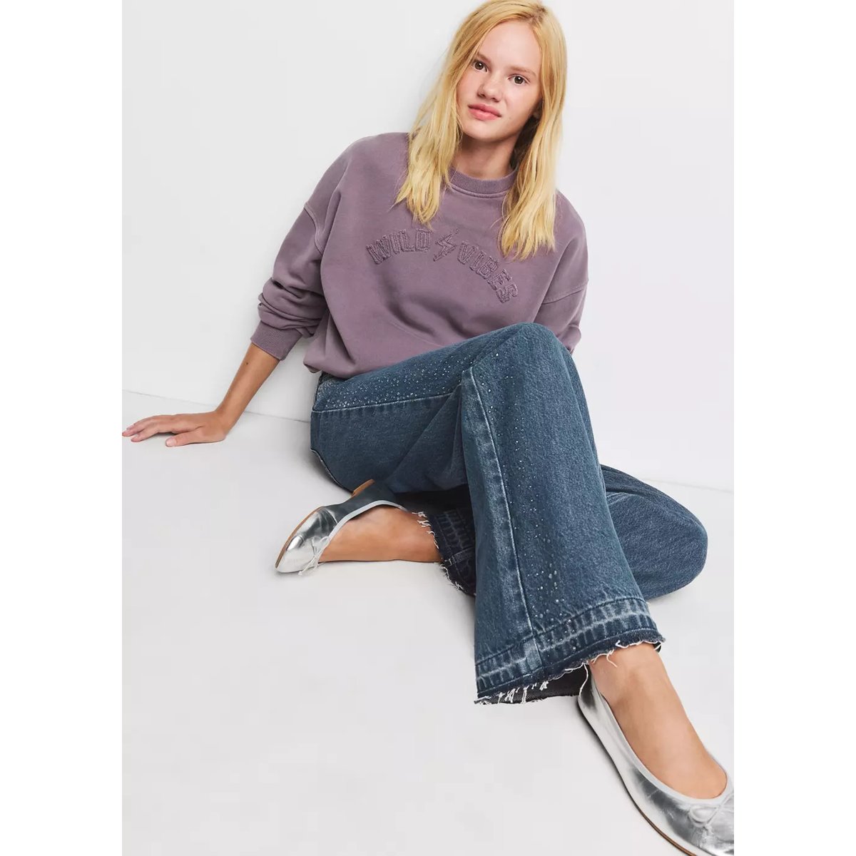 Sweat-shirt relaxed-fit violet, MANGO KIDS