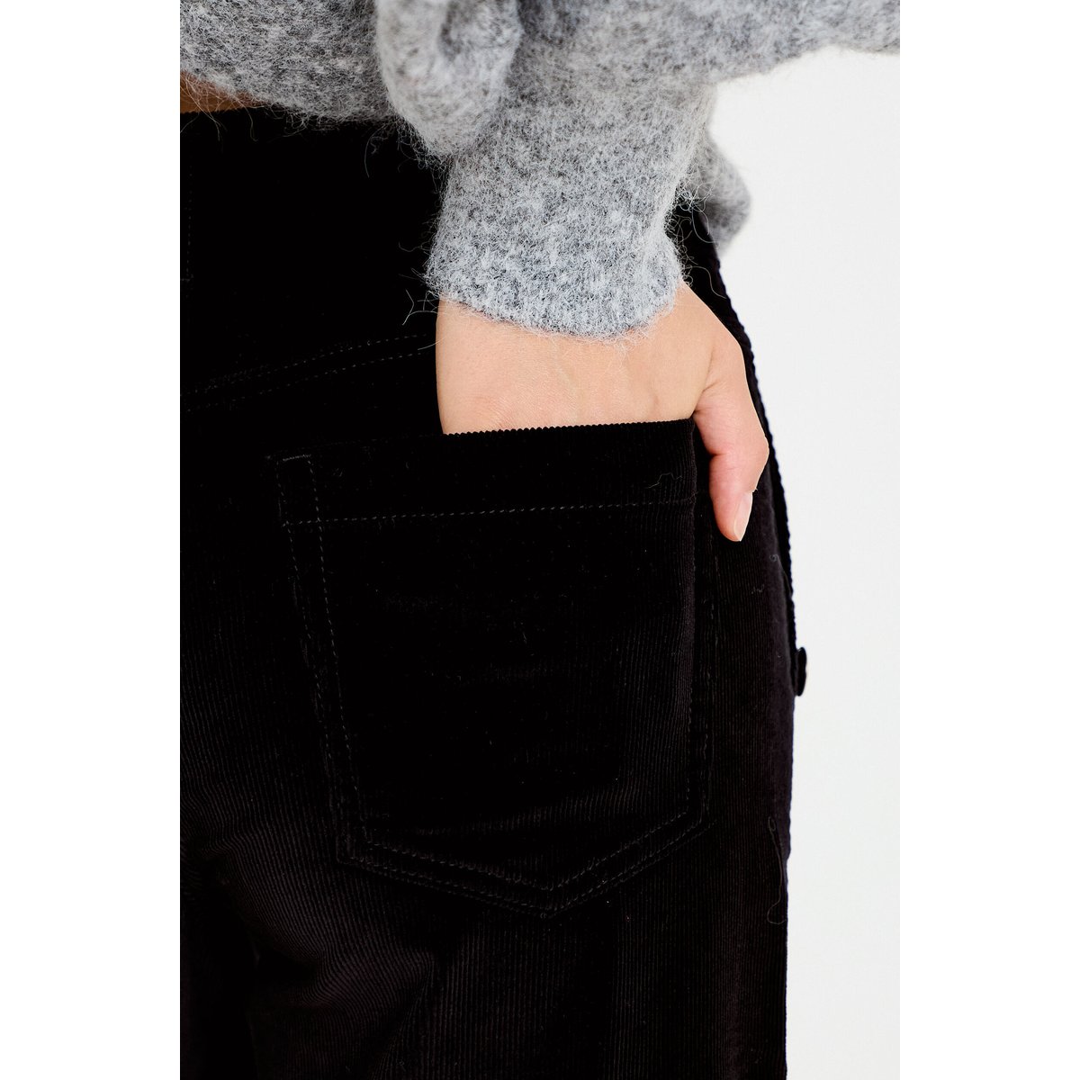 Pantalon bootcut taille haute velours noir, CACHE CACHE