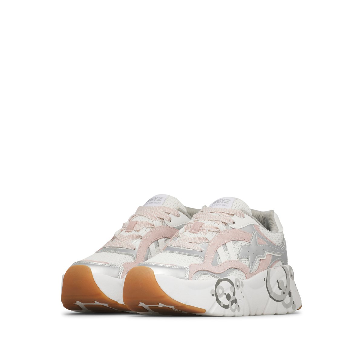Sneakers en daim et tissu technique IDA-W. rose poudré-argent, W6YZ