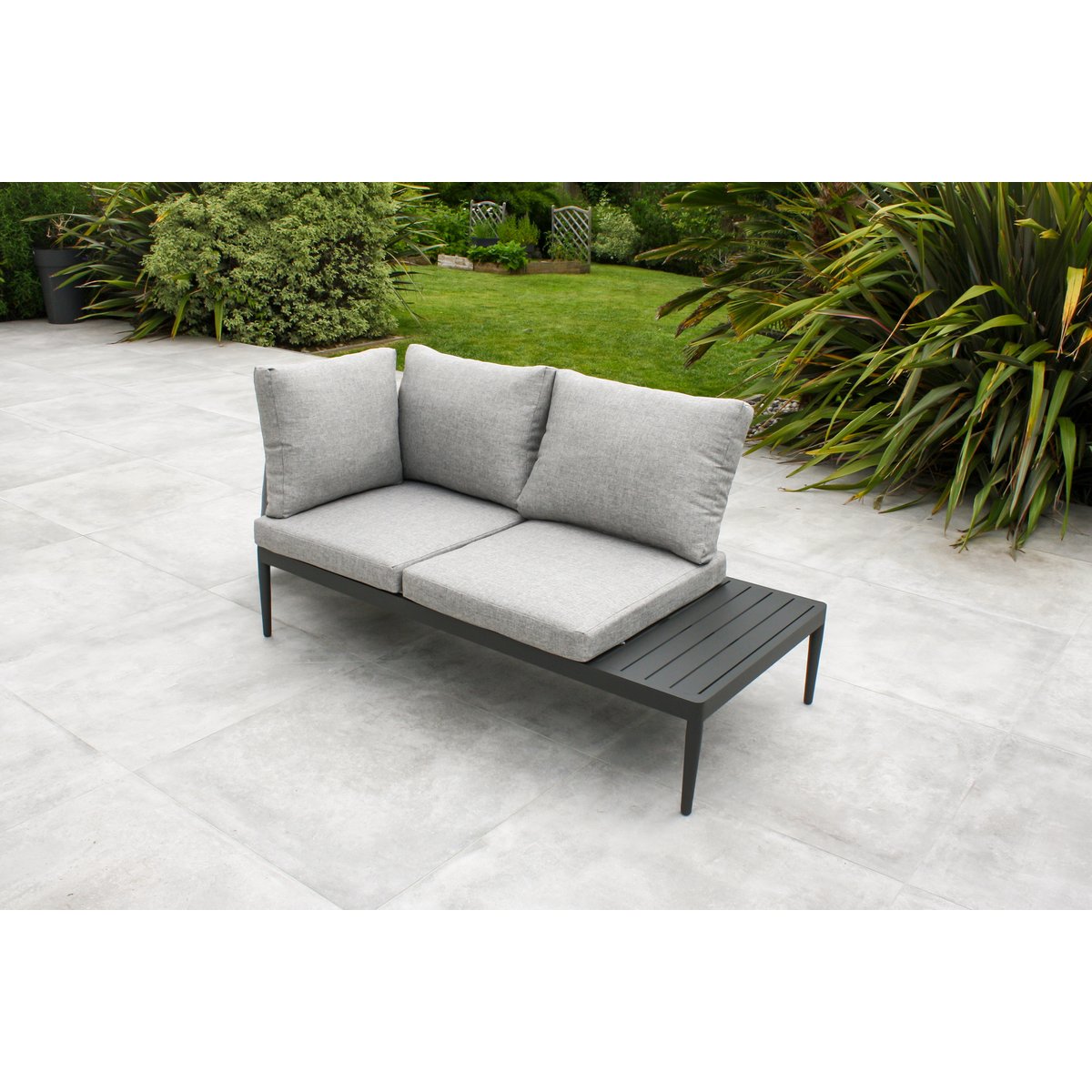 Salon de jardin d'angle 4 places en aluminium ANKARA gris anthracite, DCB GARDEN