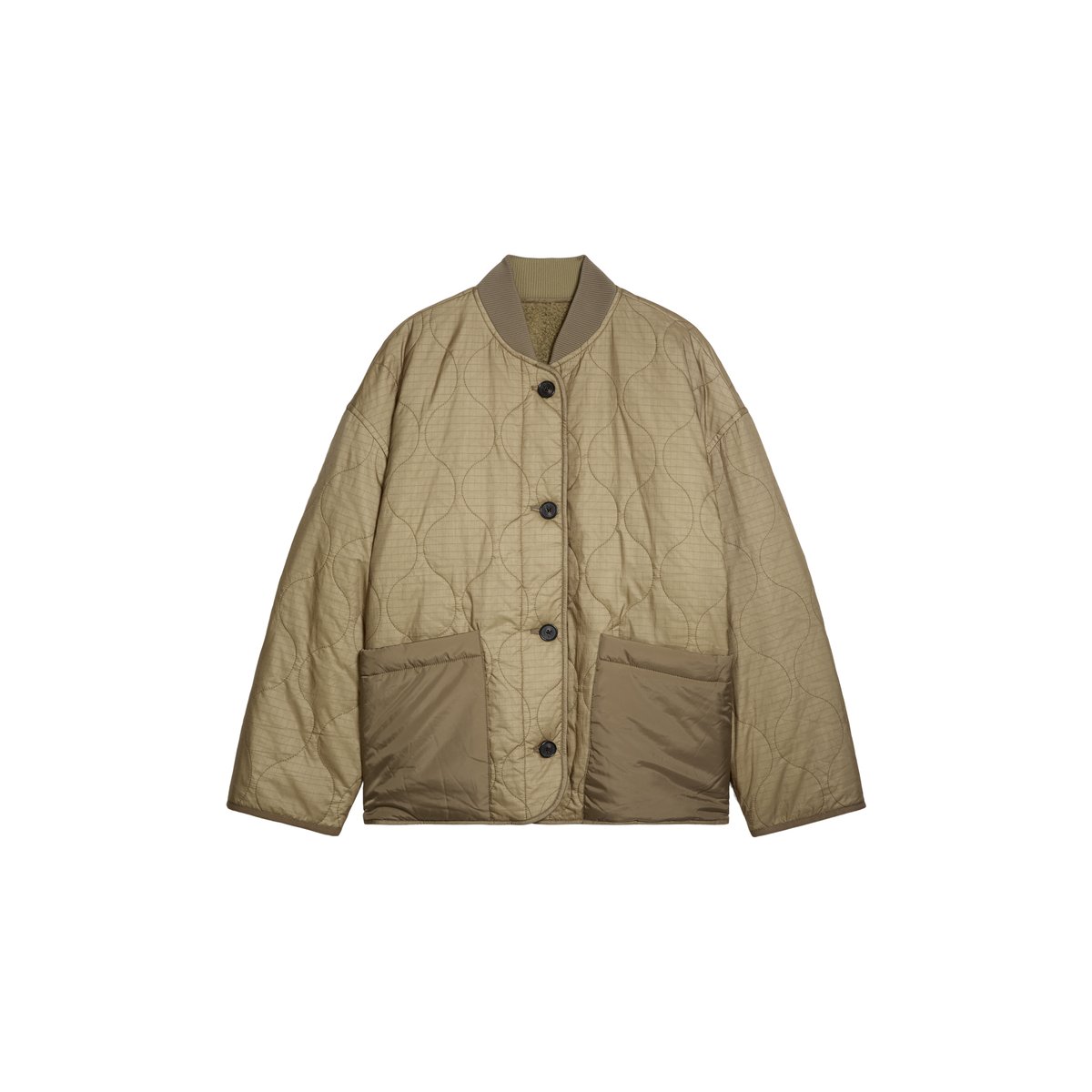 Veste réversible coupe classique en nylon ripstop et en peluche Teddy marron, MARC O'POLO