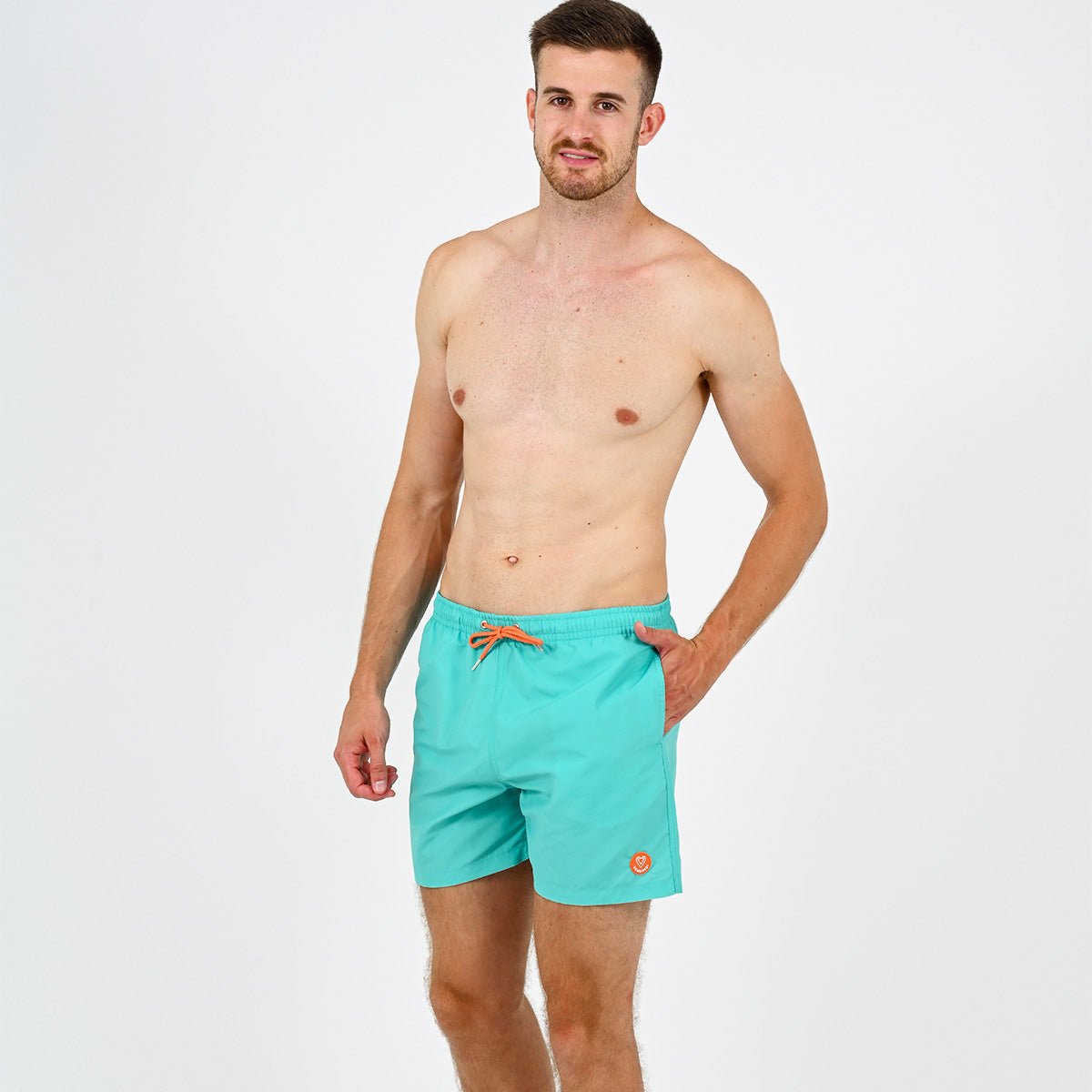 Short de bain L'Immergé aqua uni vert turquoise, VENDREDI