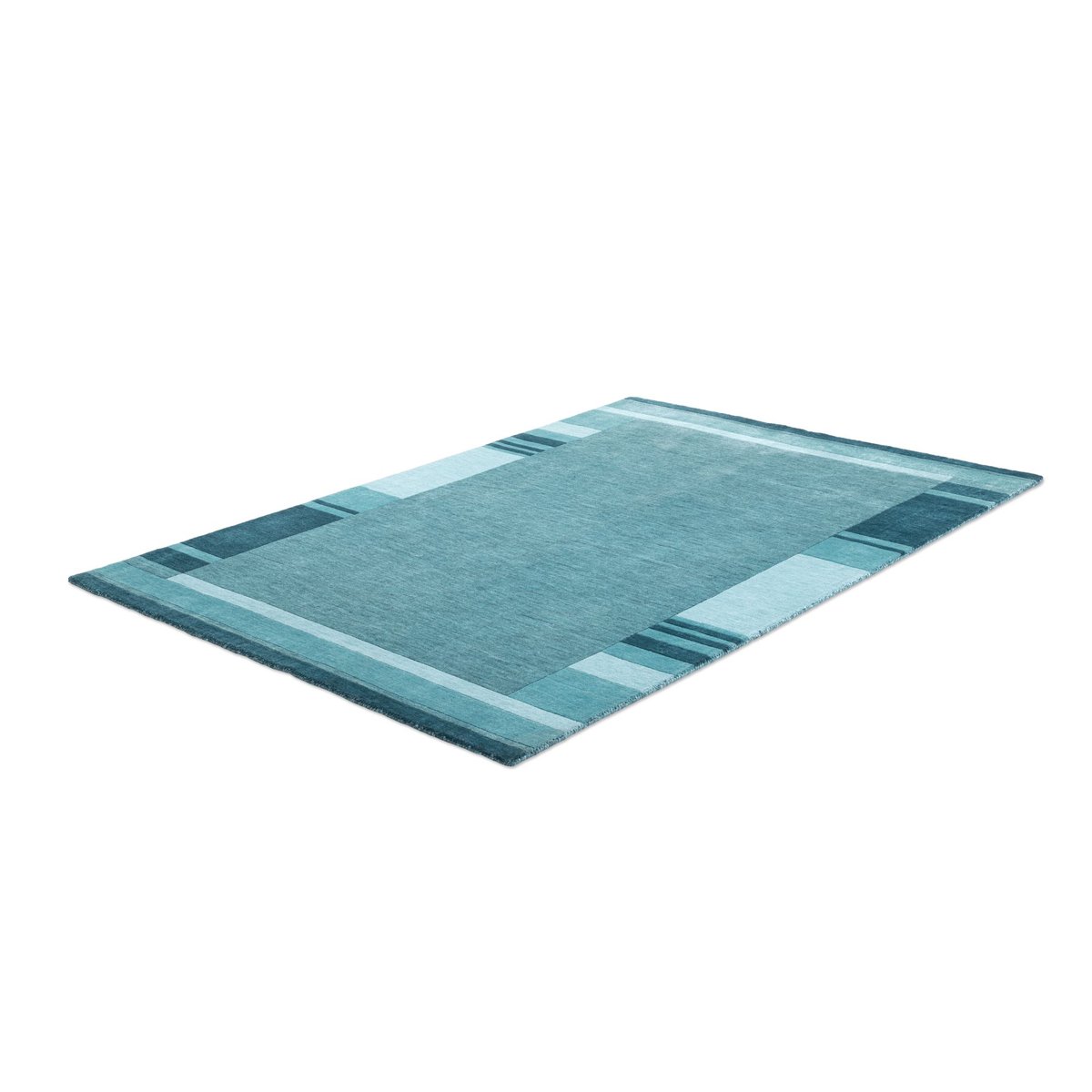 Tapis salon Arica tufté main laine viscose turquoise, THEKO