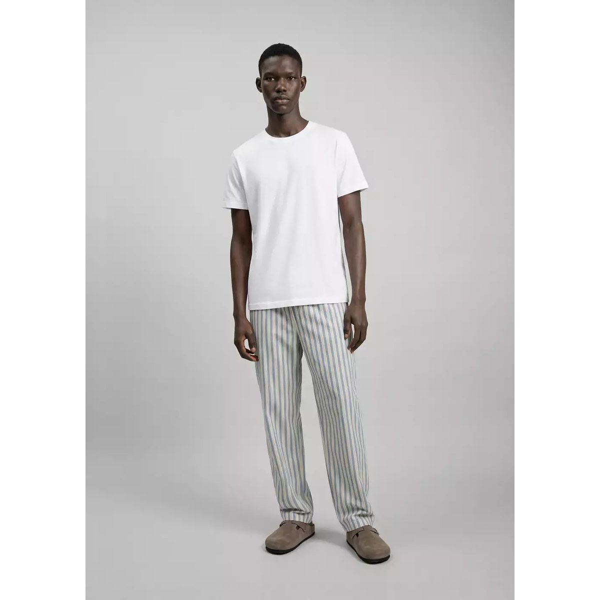 Pyjama complet à rayures blanc cassé, MANGO TEEN