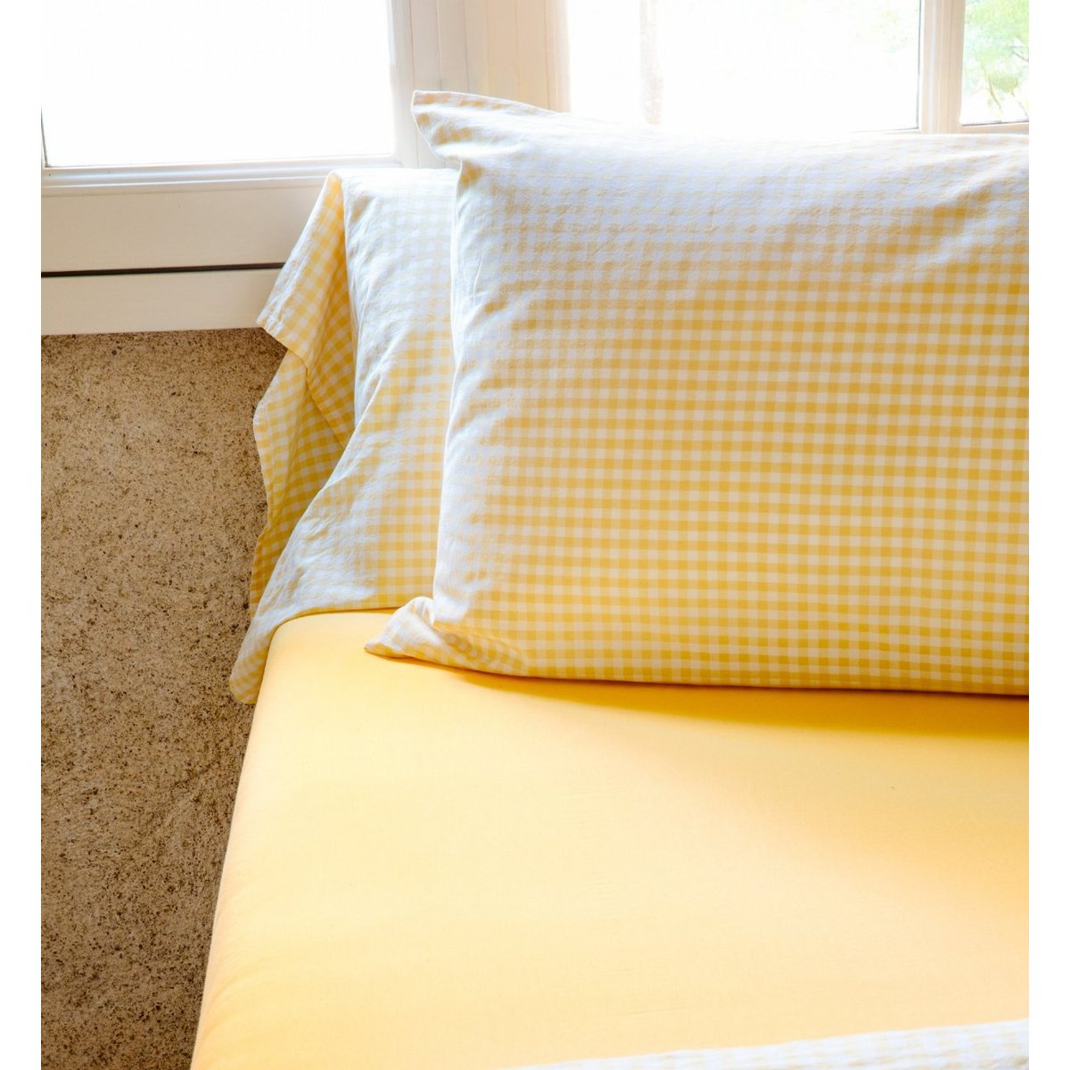 Taie d'oreiller en percale de coton bio, VICHY vichy tournesol, KADOLIS