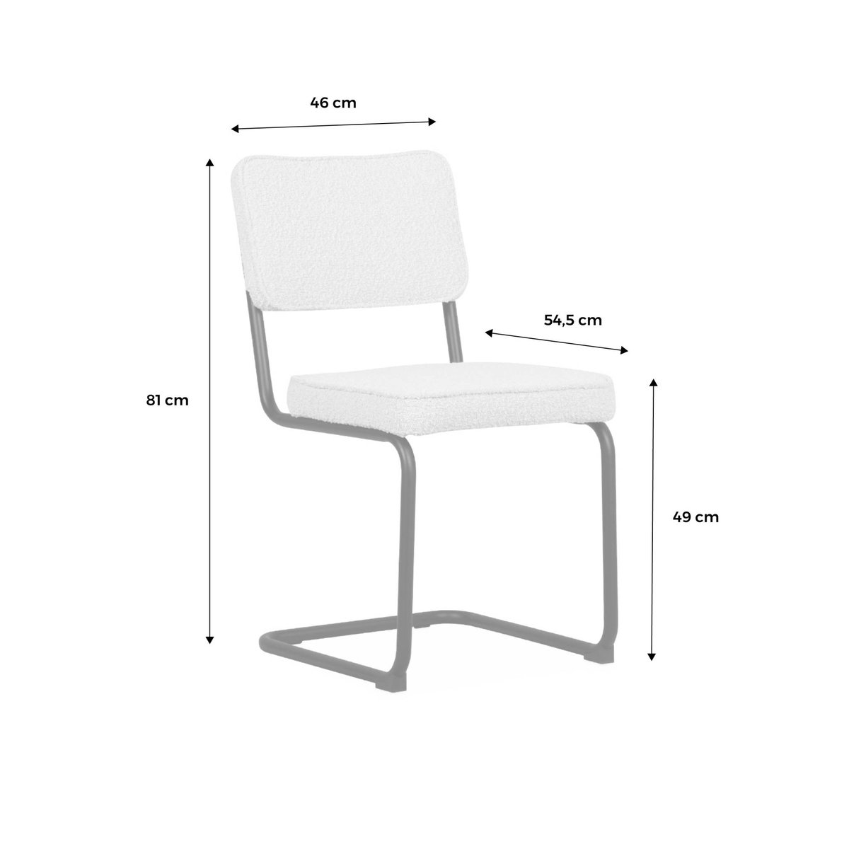 Chaise cantilever acier et bouclette texturée (lot de 2) MAJA ocre, SWEEEK