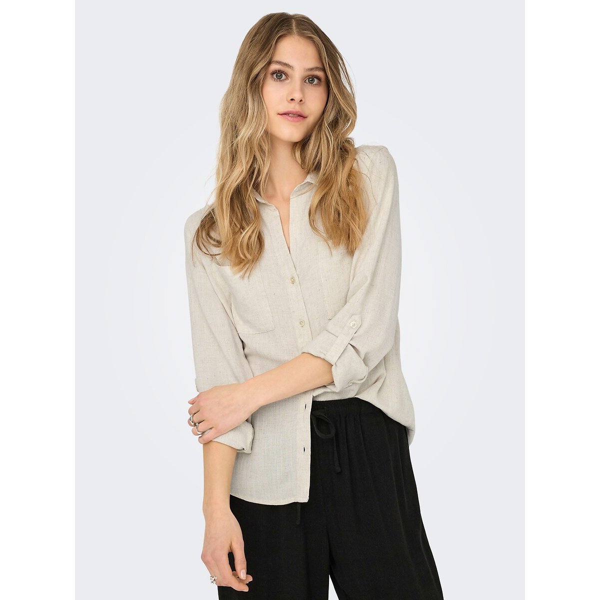 Long Sleeve Blouse ecru , ONLY