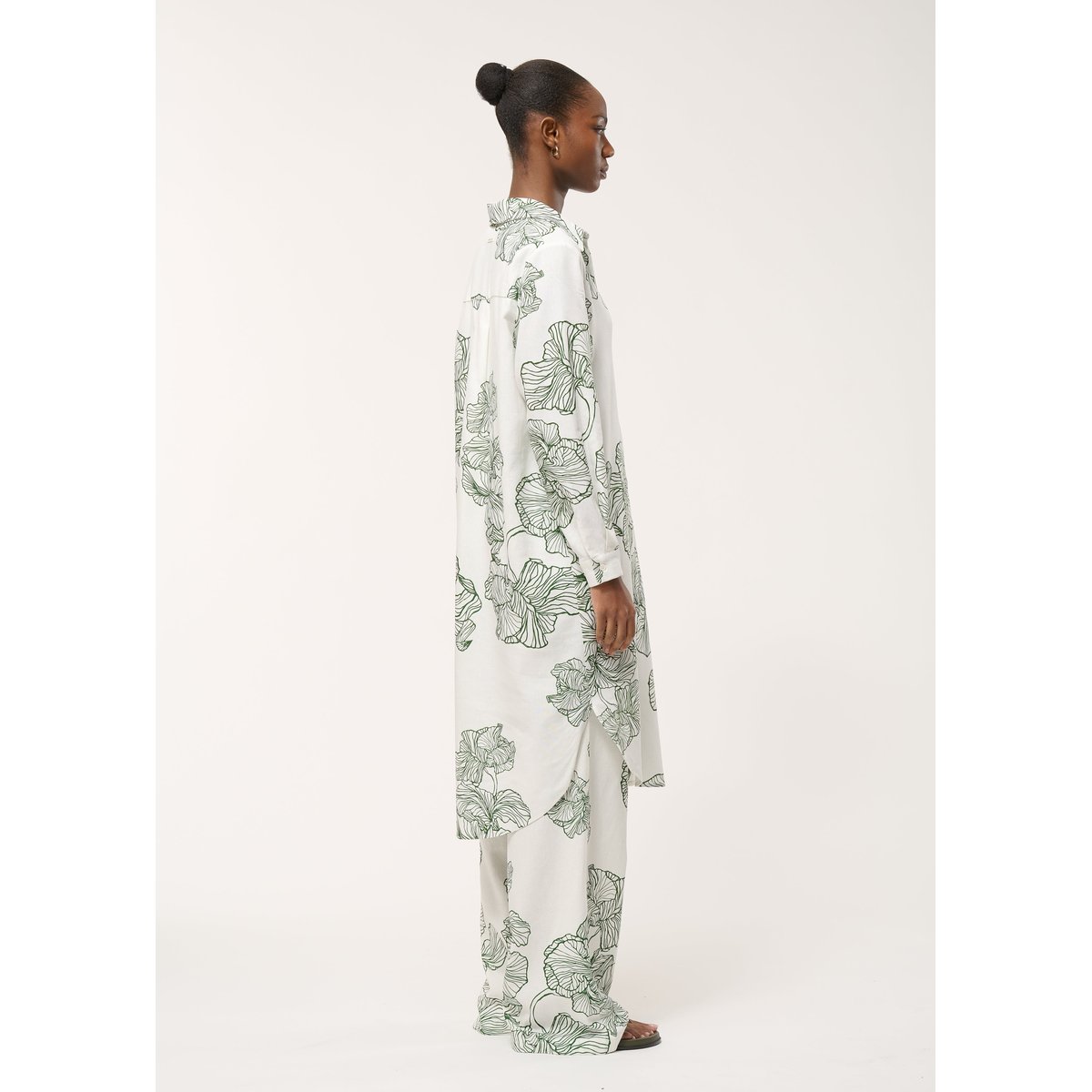 Robe chemise imprimée off white/vert mousse, HUMILITY