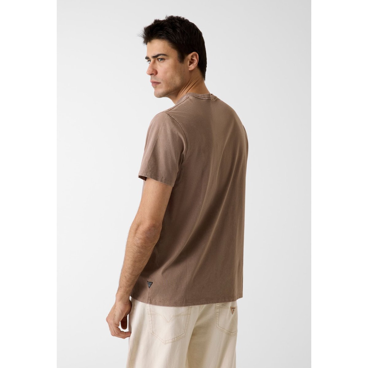 T-Shirt Avec Logo Imprimé marron claire, GUESS